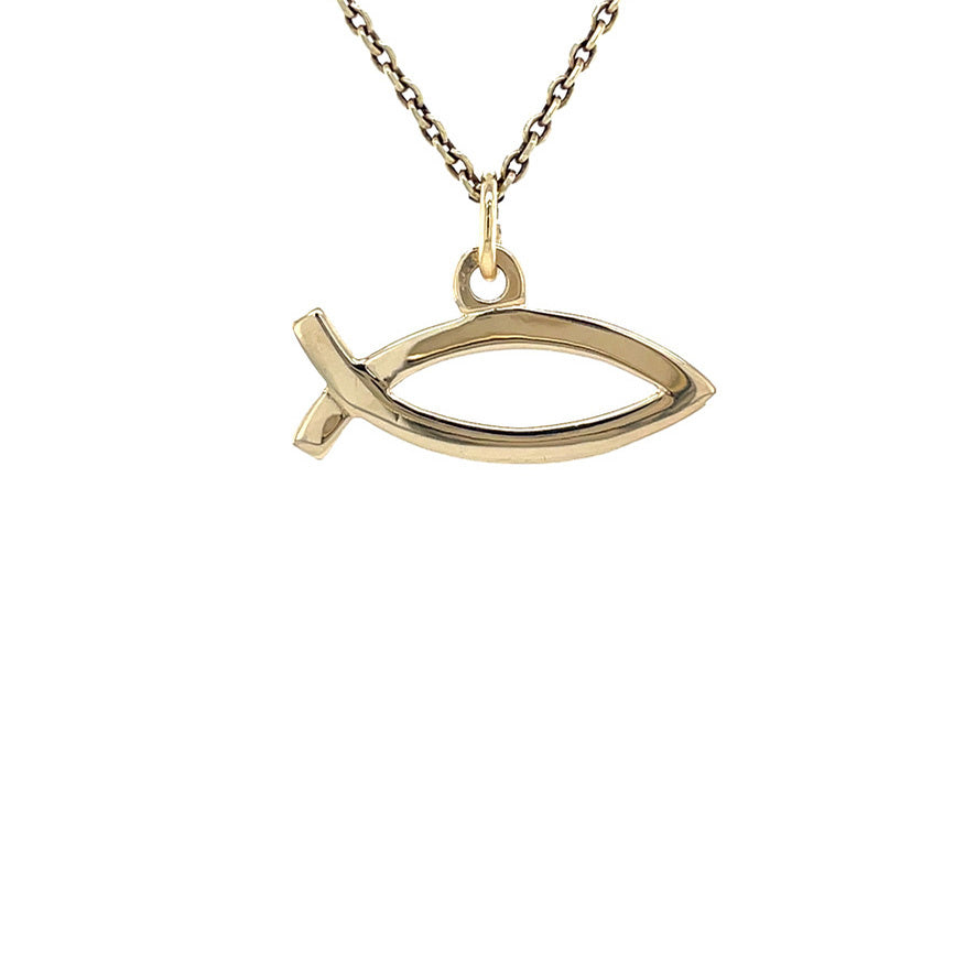 Gouden vintage ichthus vis hanger 14 kt