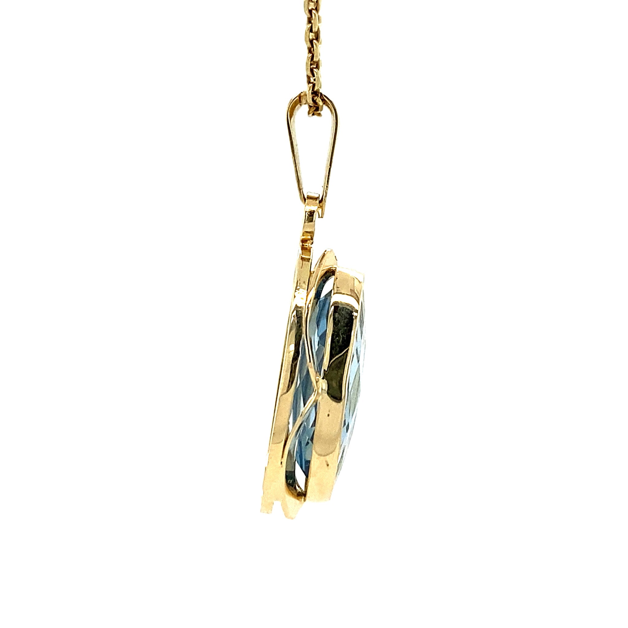 Gouden hanger met blauwe spinel 14 krt