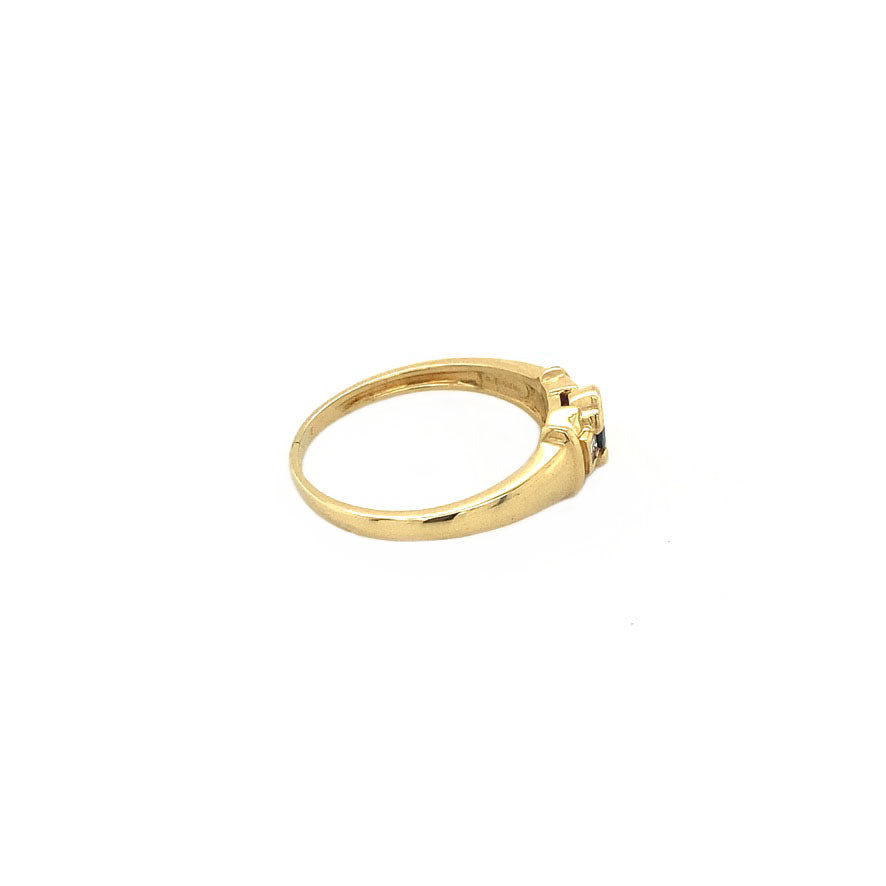 Gouden ring met saffier en diamant 18 krt