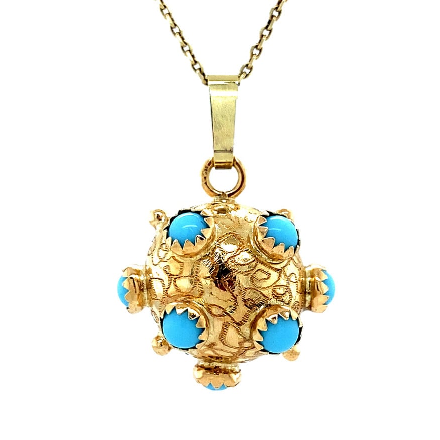 Gouden sputnik hanger met kleursteen 14 krt