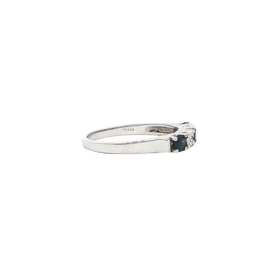 Vintage 14 kt white gold ring with sapphire and diamond