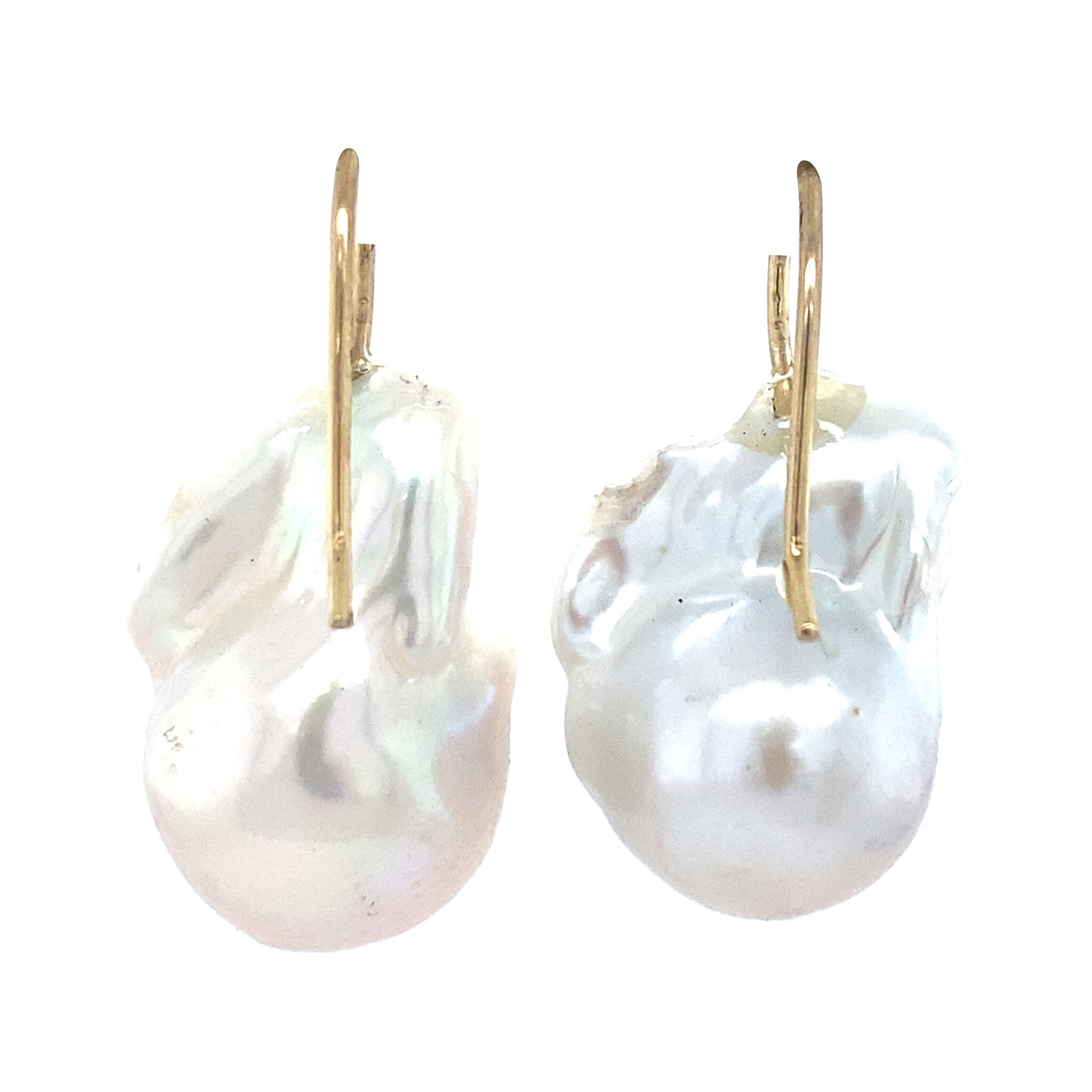 Gouden oorhangers met parel 14 krt