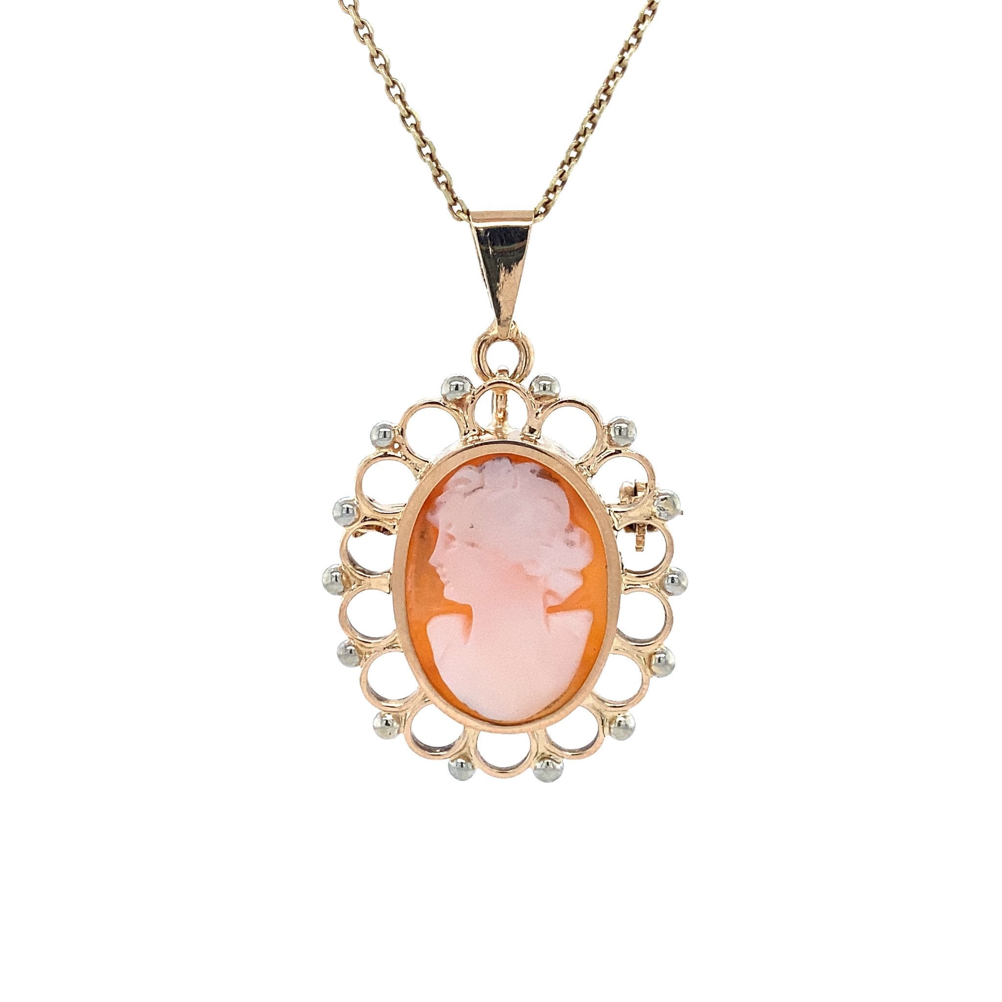 Gouden hanger/broche met camee 18 krt