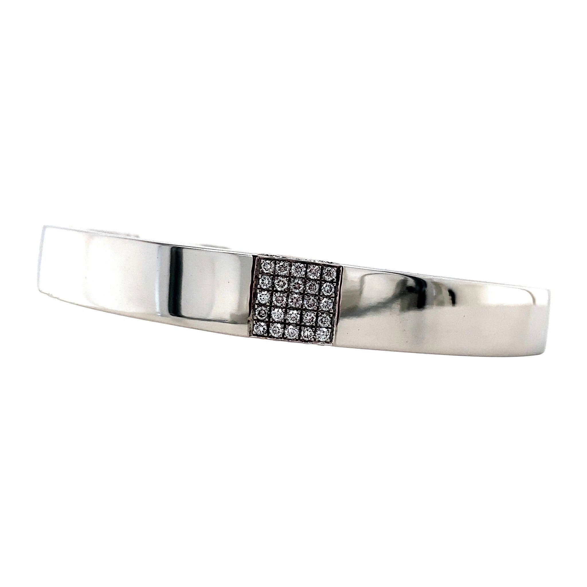 Witgouden vintage bangle met diamant 18 krt