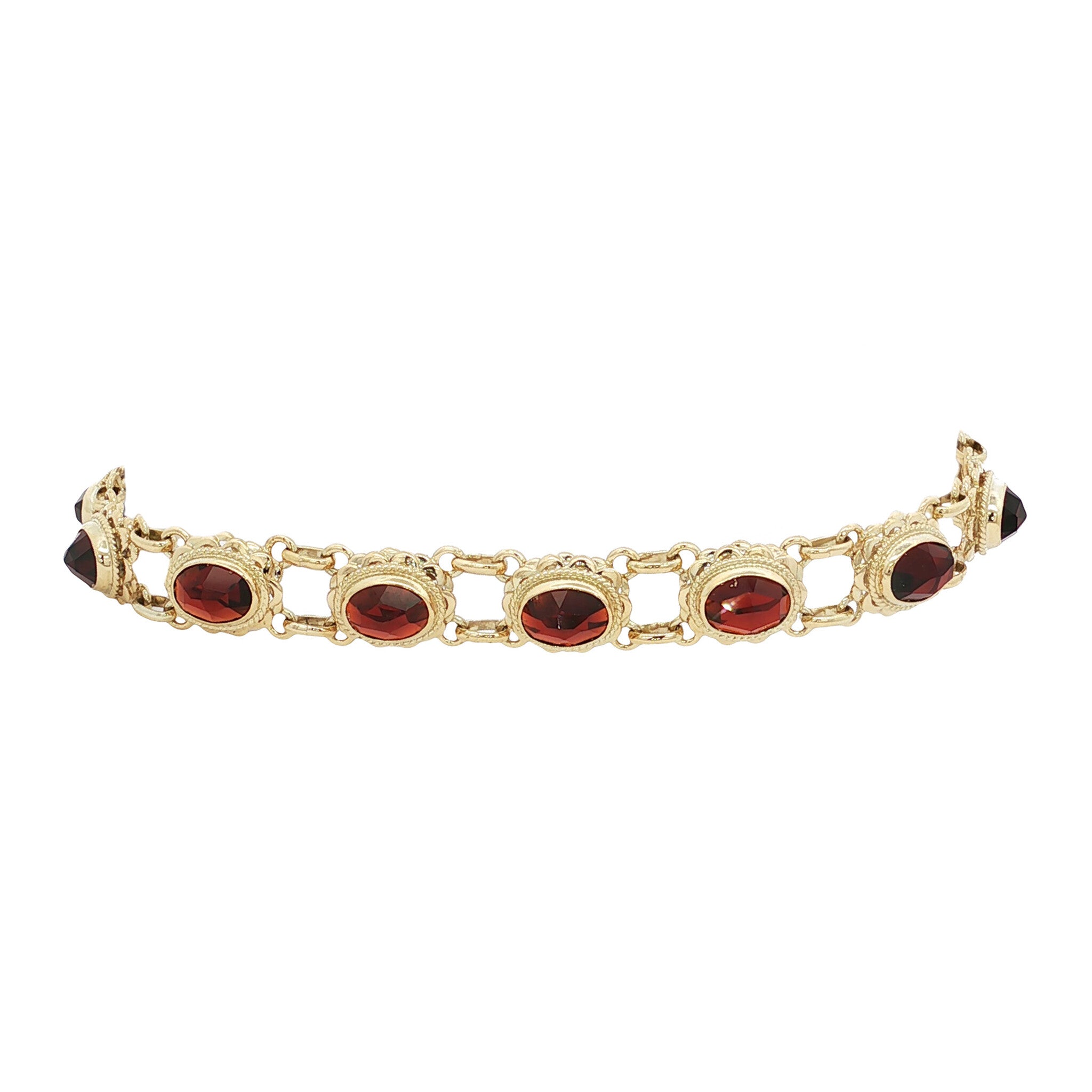 Vintage 14 kt gold bracelet with garnet