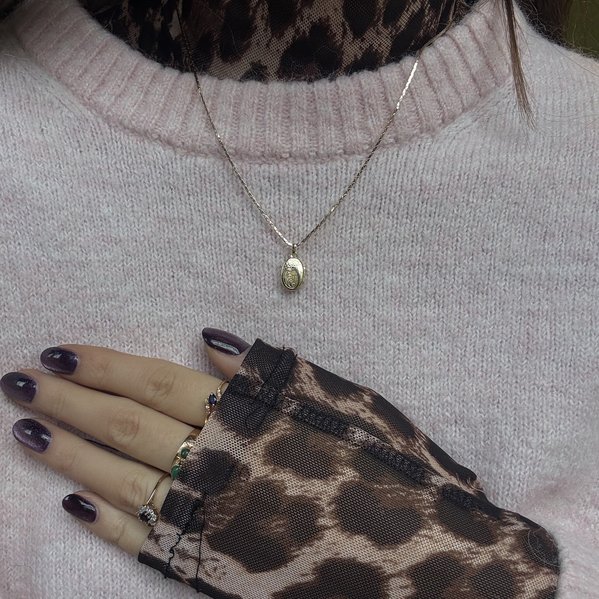 Gouden vintage cobra collier 14 kt