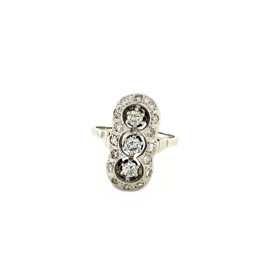 Witgouden prinsessen ring met diamant 14 krt