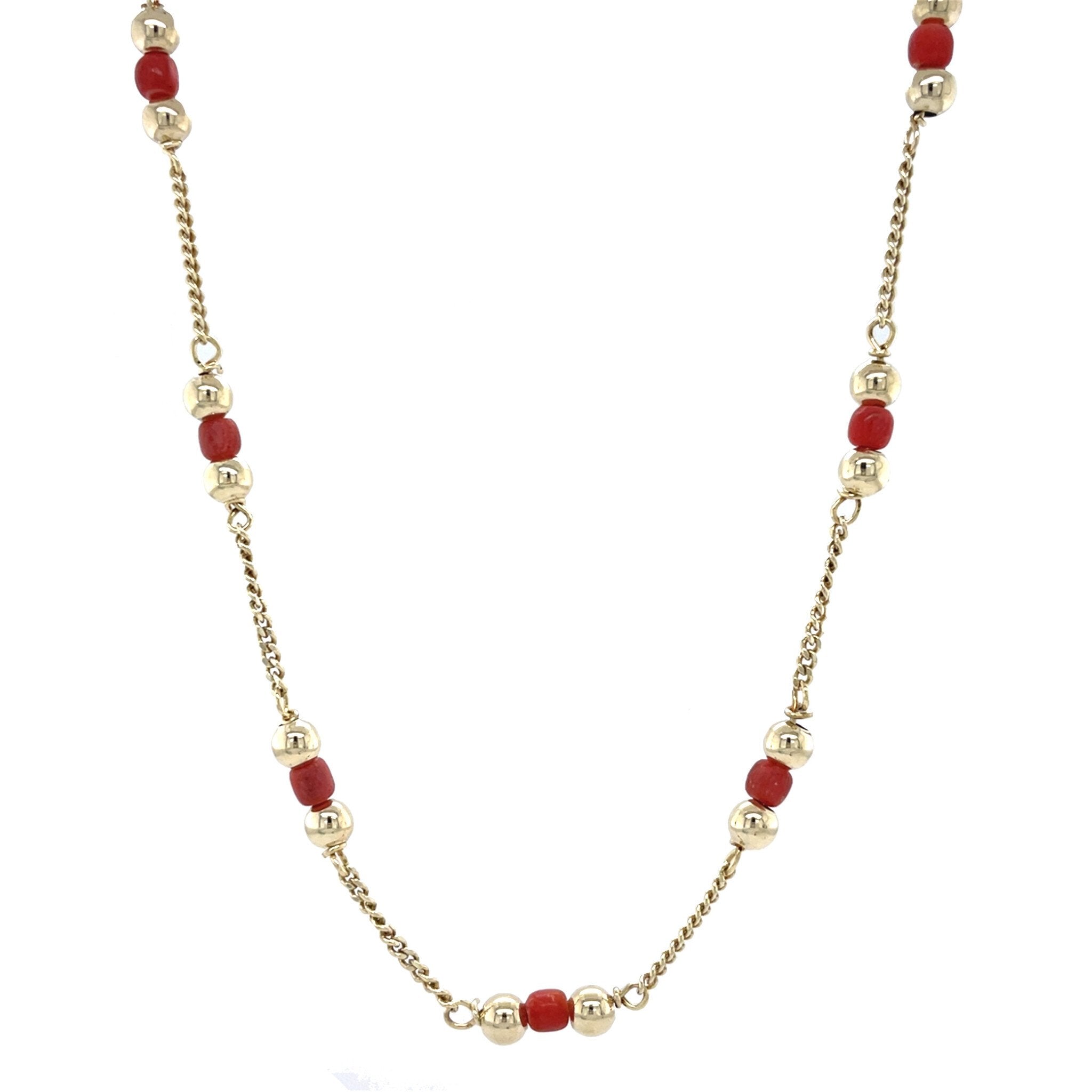 Gouden vintage gourmet collier met bloedkoraal 14 krt