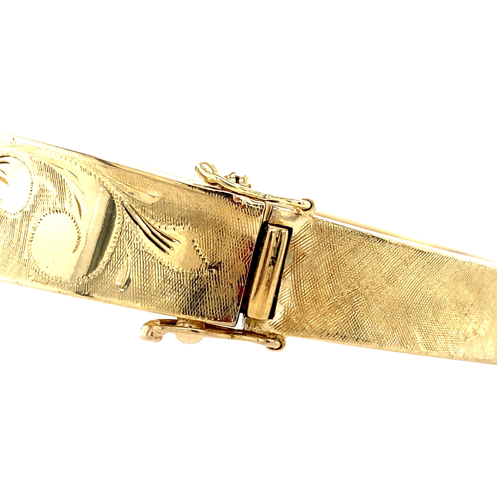 Vintage gouden bangle met gravure 14 krt