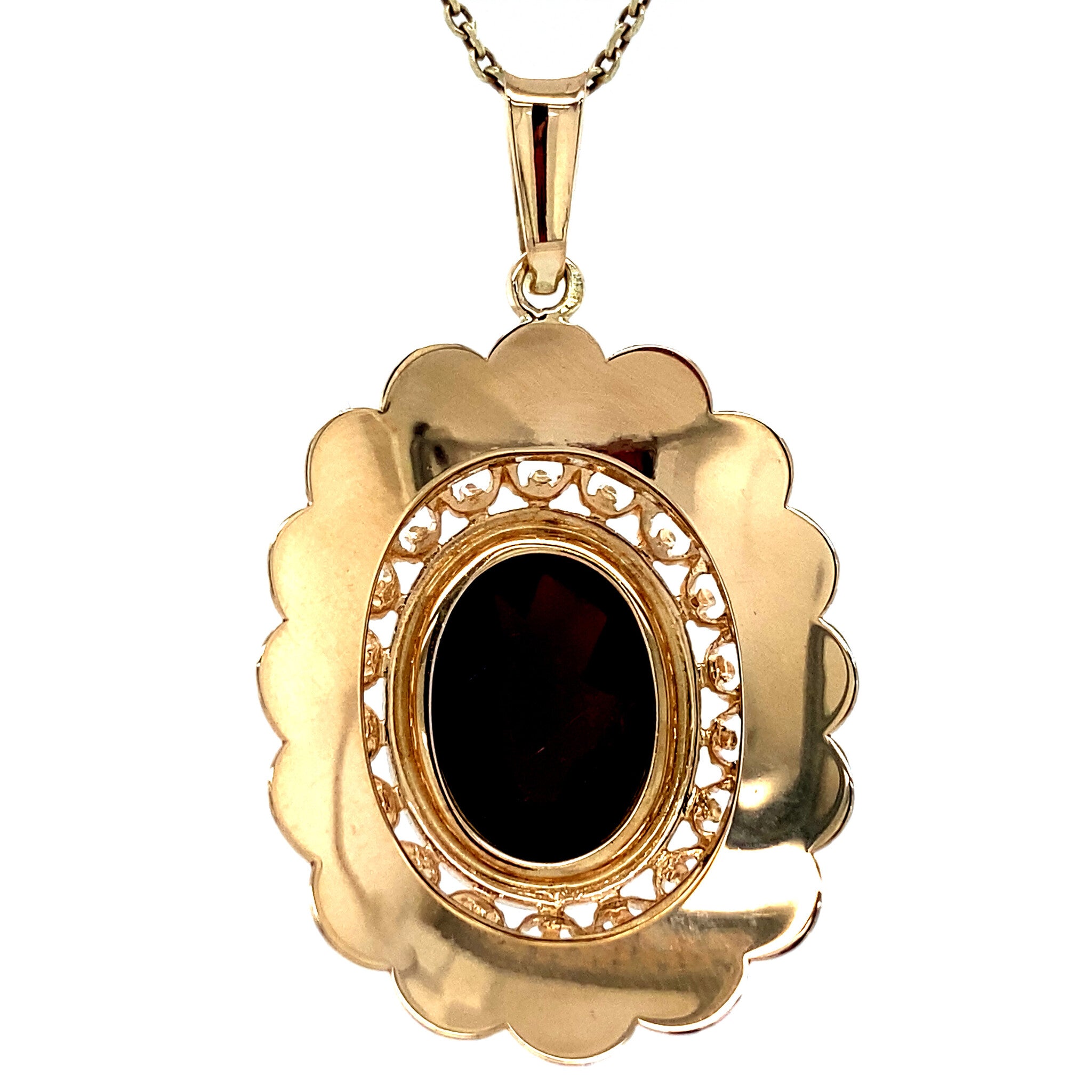 Gouden hanger met granaat 14 krt