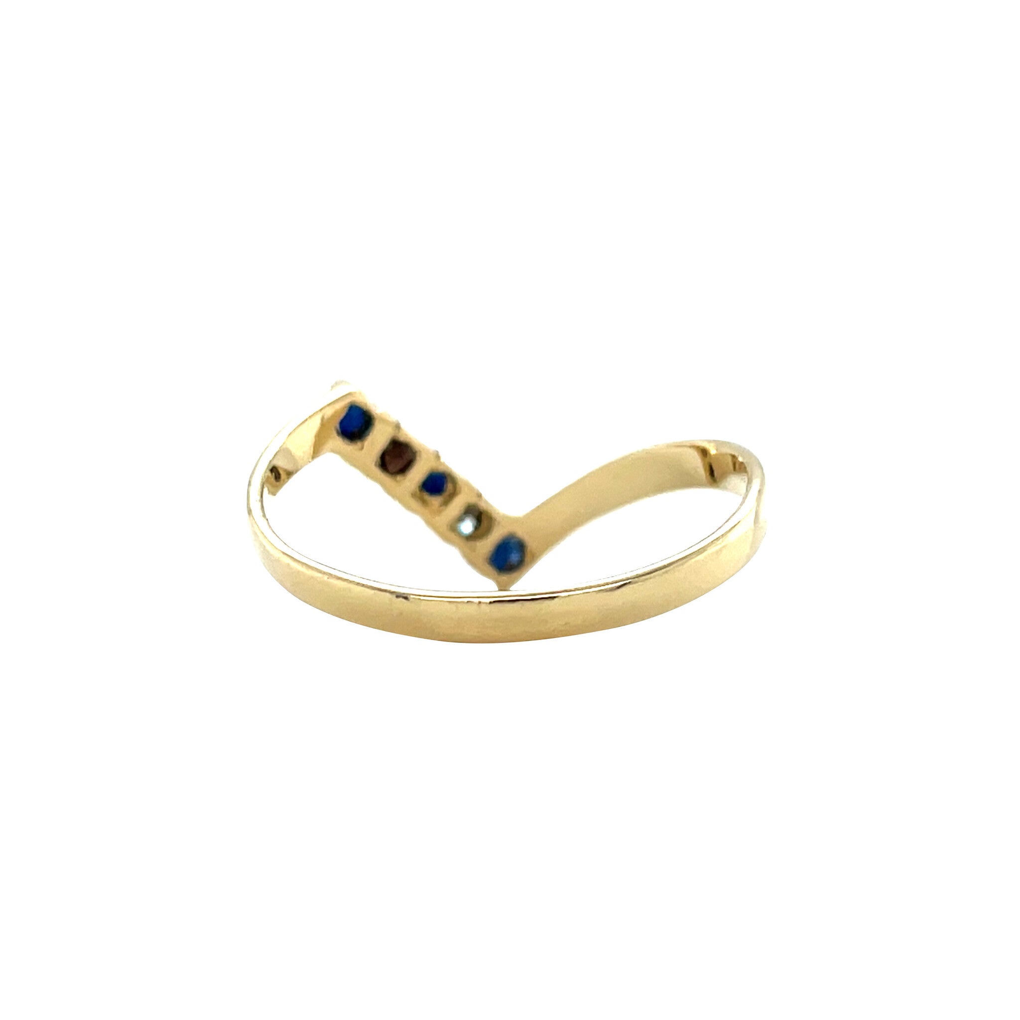 Vintage gold eternity ring with sapphire and diamond, 14 kt