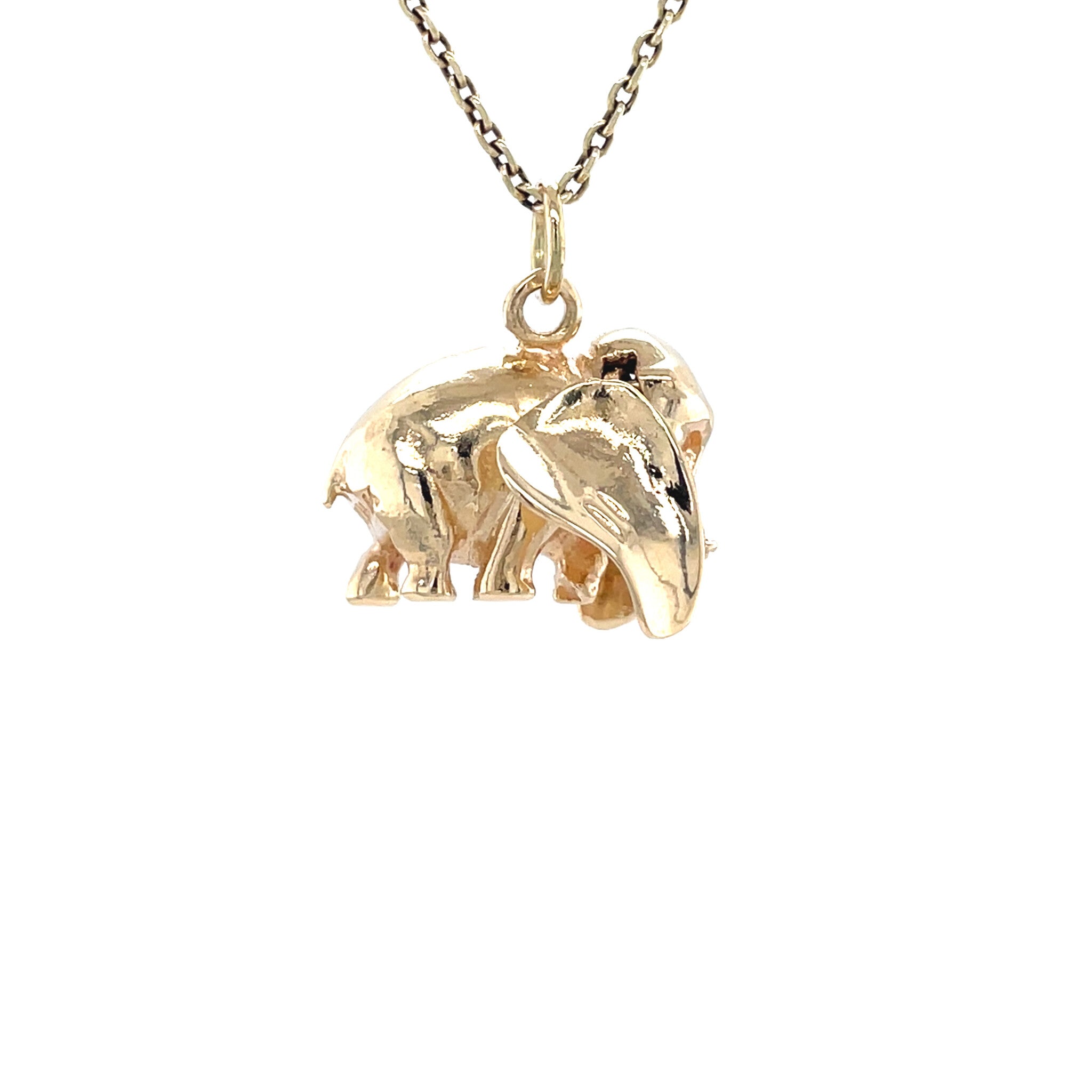 Gouden vintage olifant hanger 14 krt