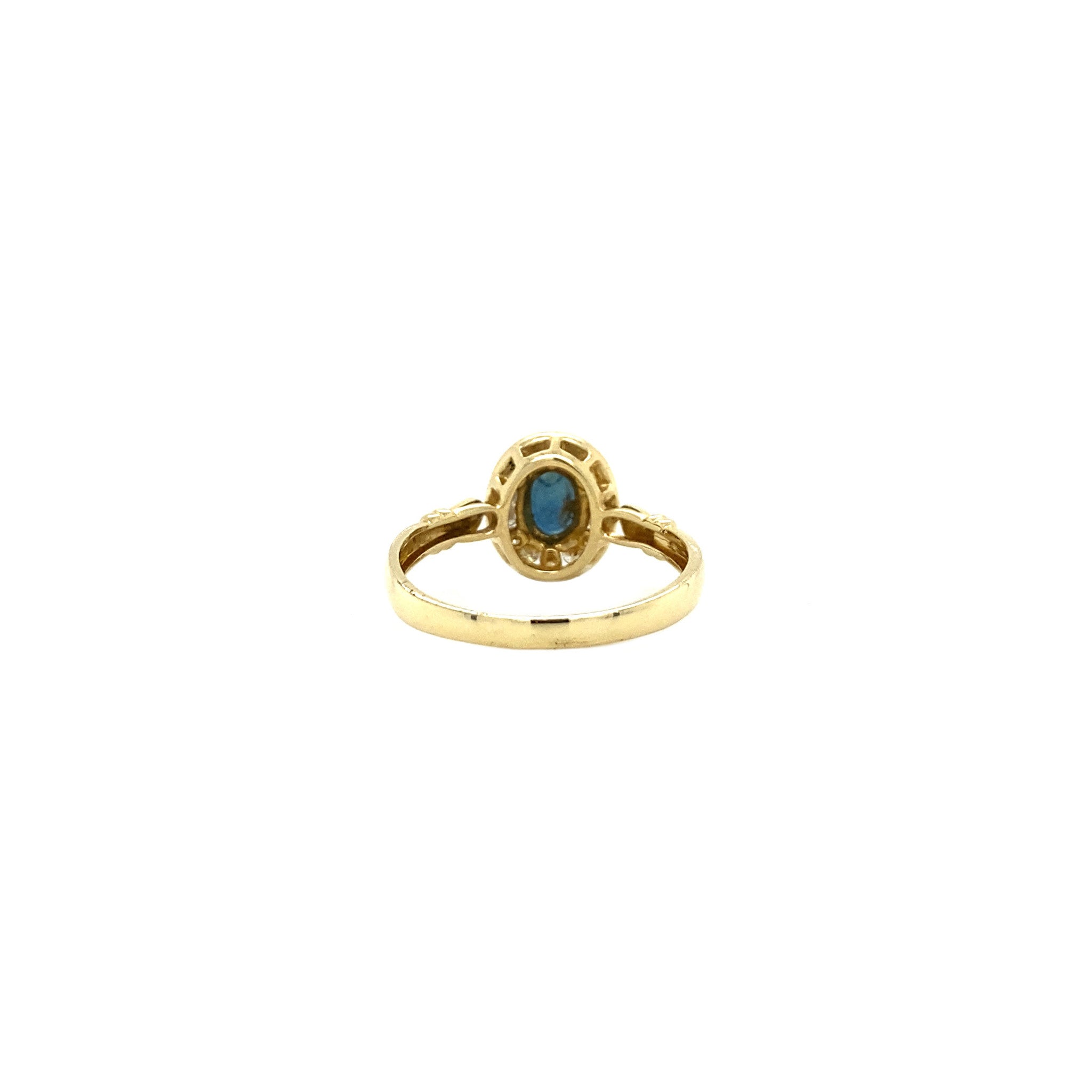 Gold ring with sapphire and diamond 14 crt