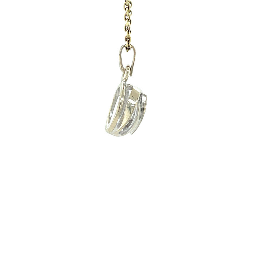 Witgouden vintage hanger met diamant 14 kt