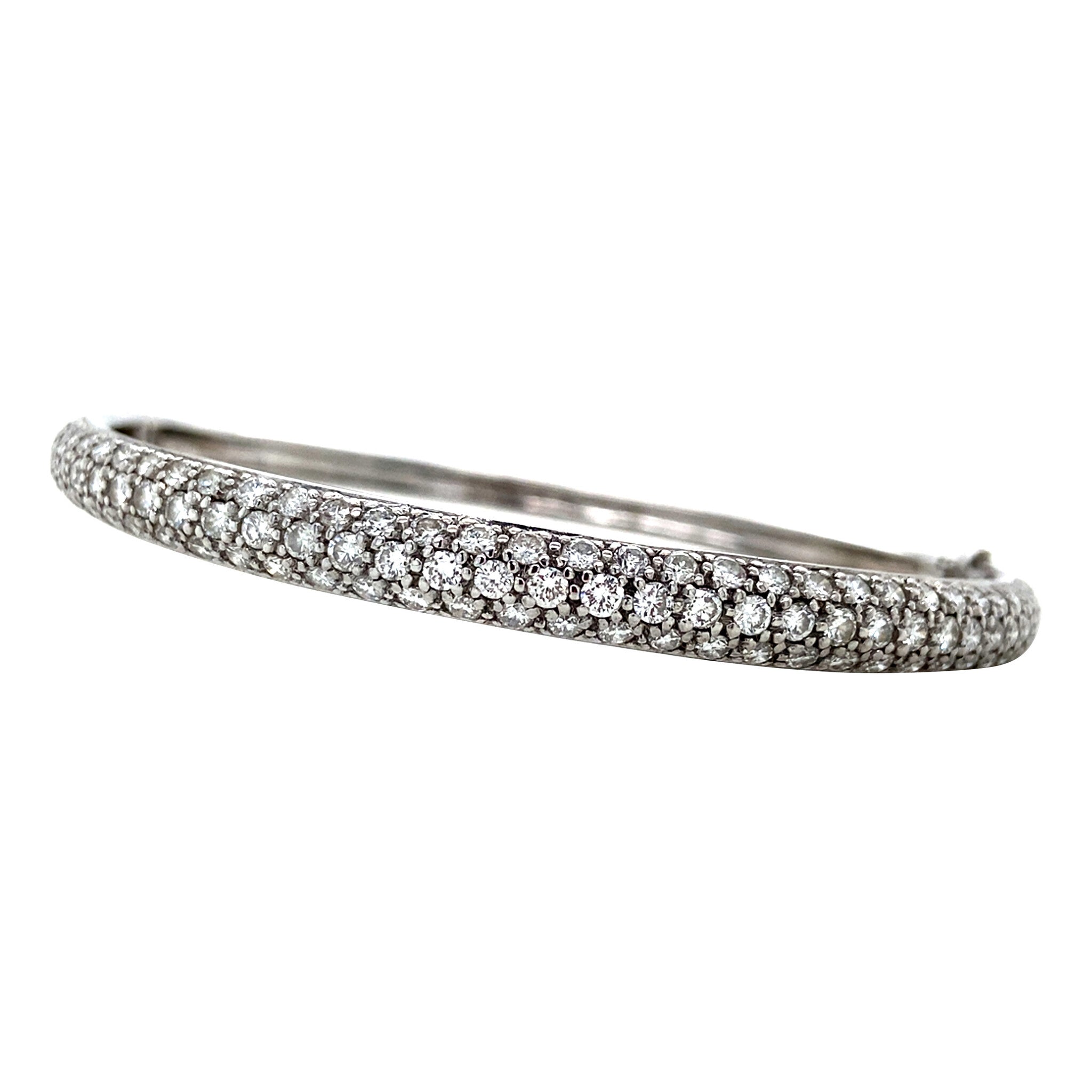 Witgouden vintage bangle met diamant 18 krt