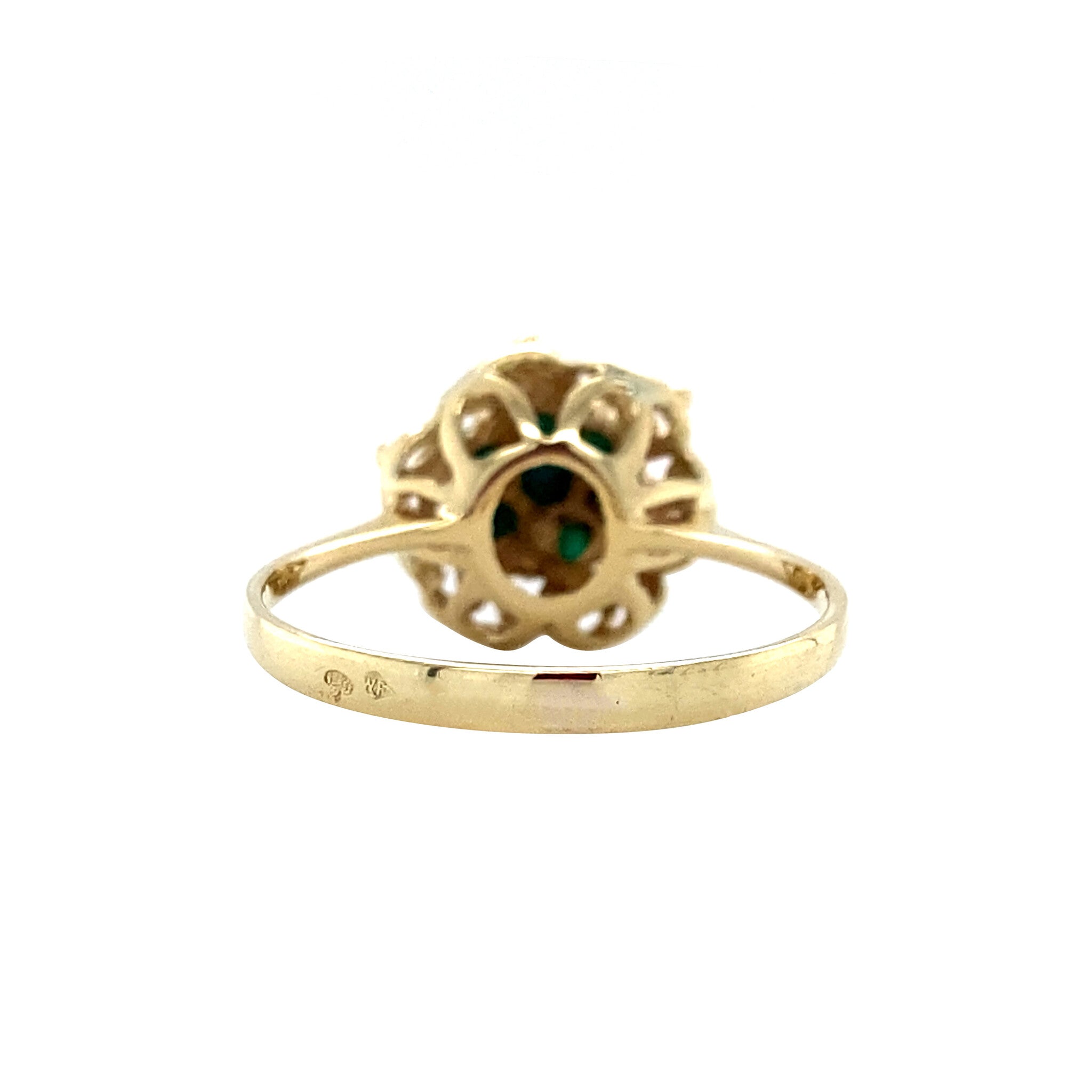 Gold halo ring with turquoise 14 krt
