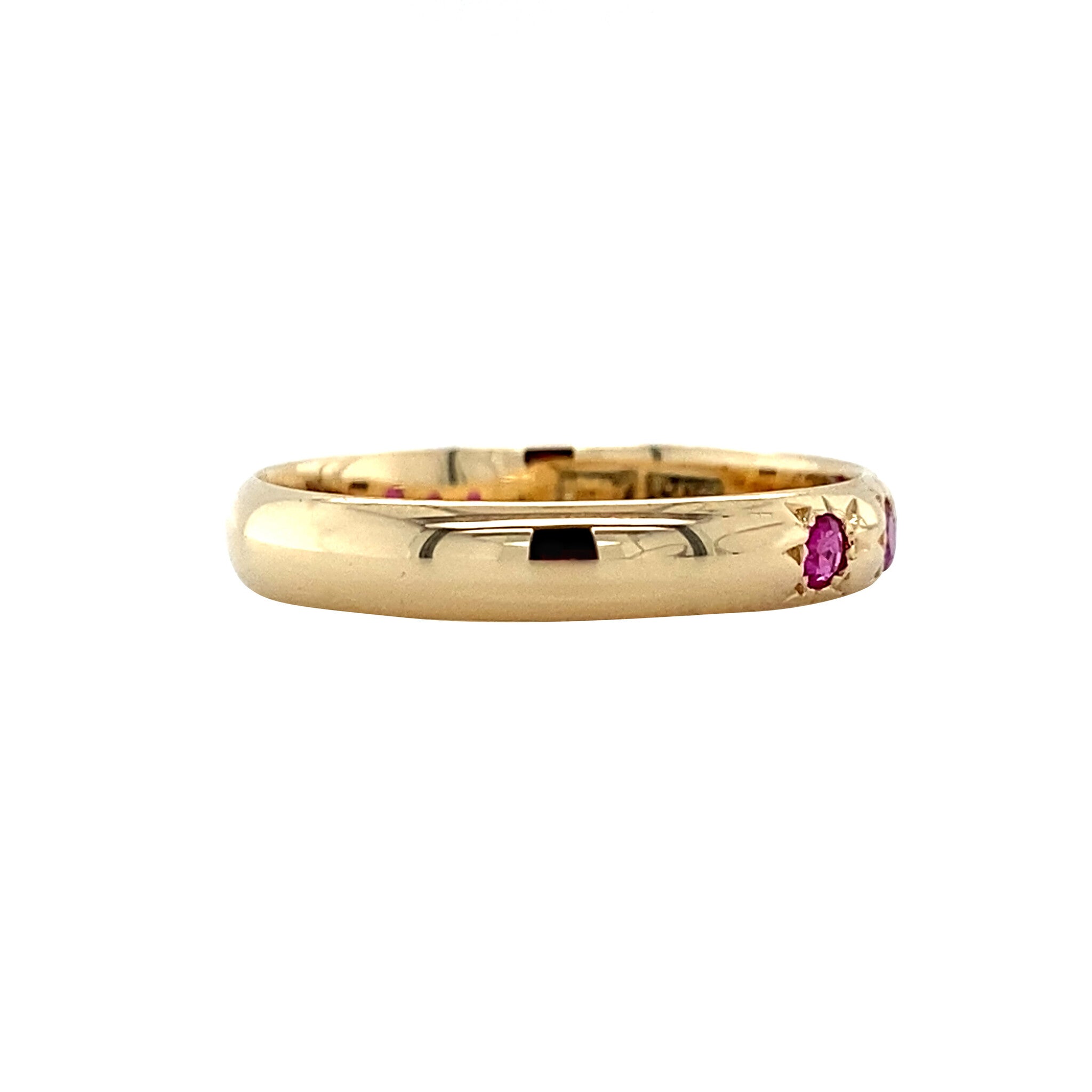 Gouden vintage ring met robijn 14 krt