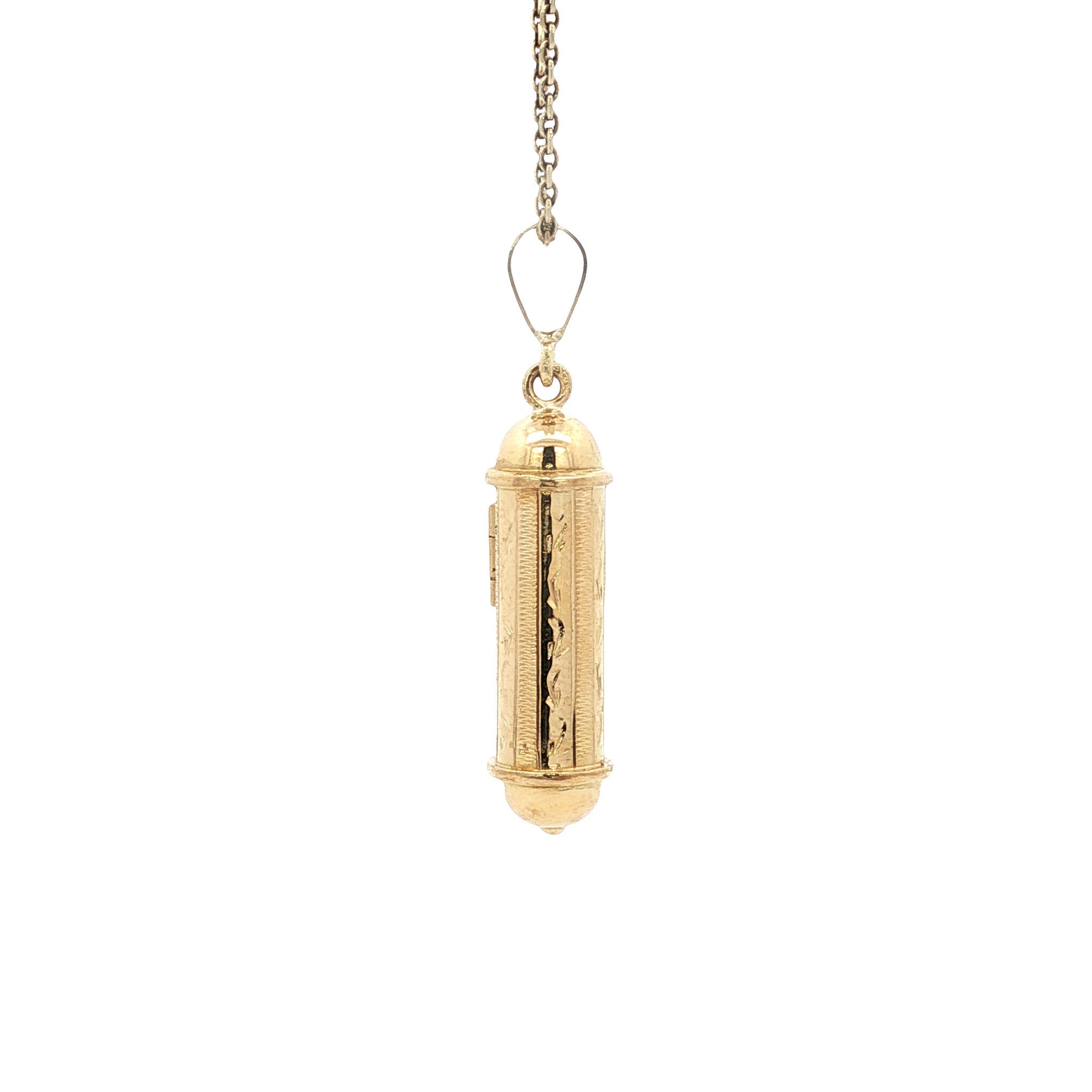 Gold vintage mezuzah pendant 18 kt