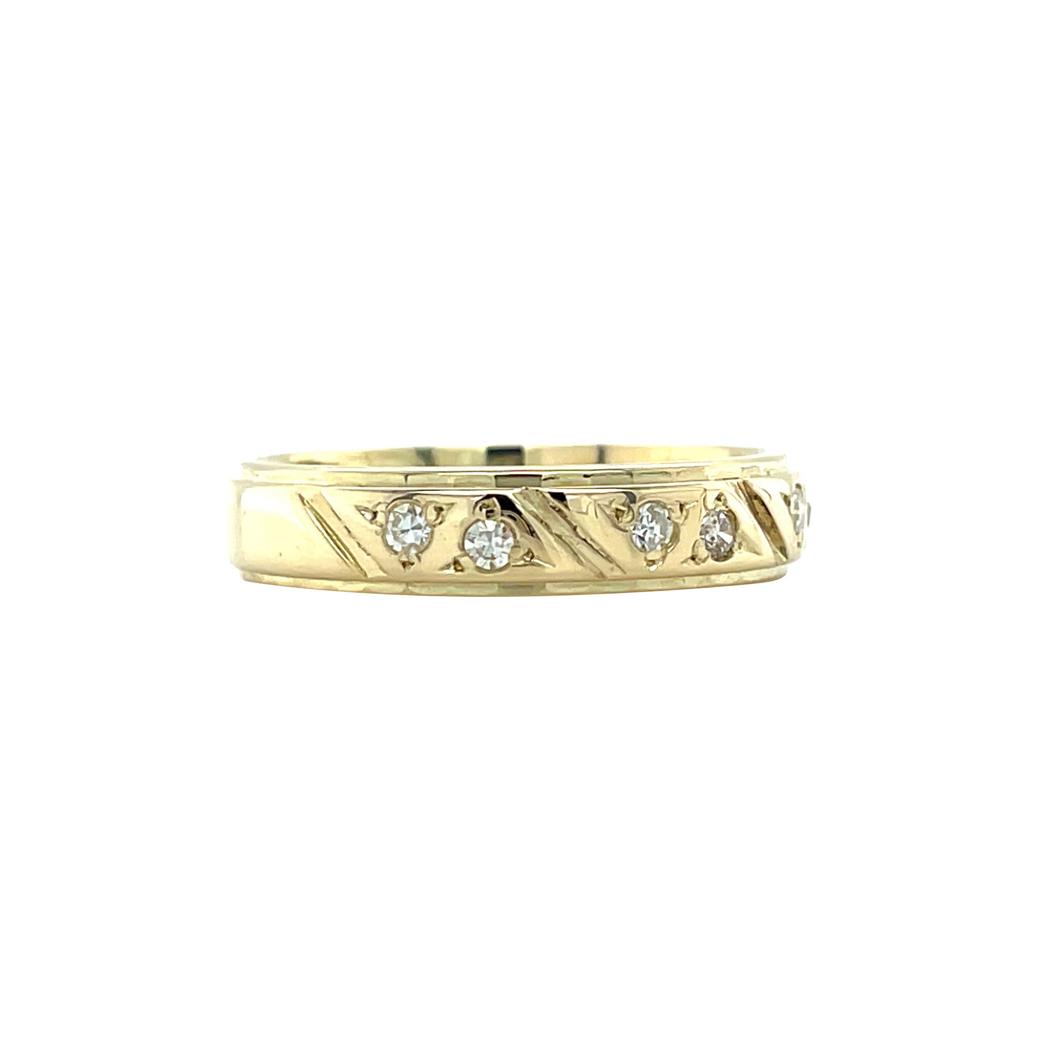 Gouden vintage ring met diamant 14 kt