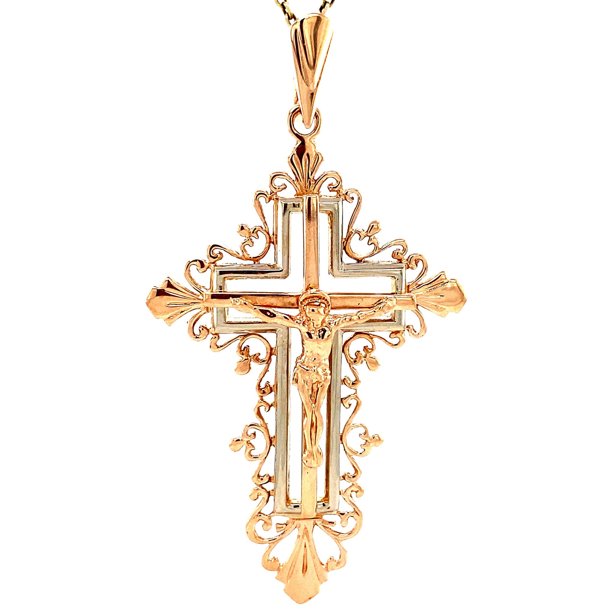 Roségouden kruis hanger 14 krt