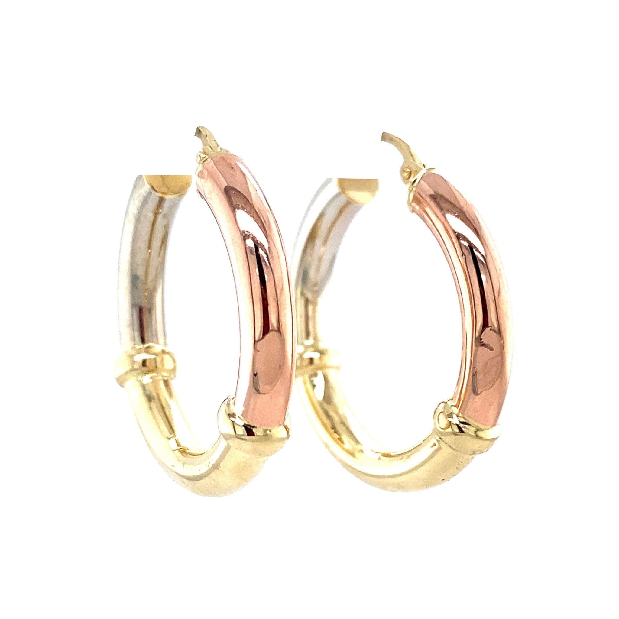 Tricolour gouden vintage oorringen 14 krt