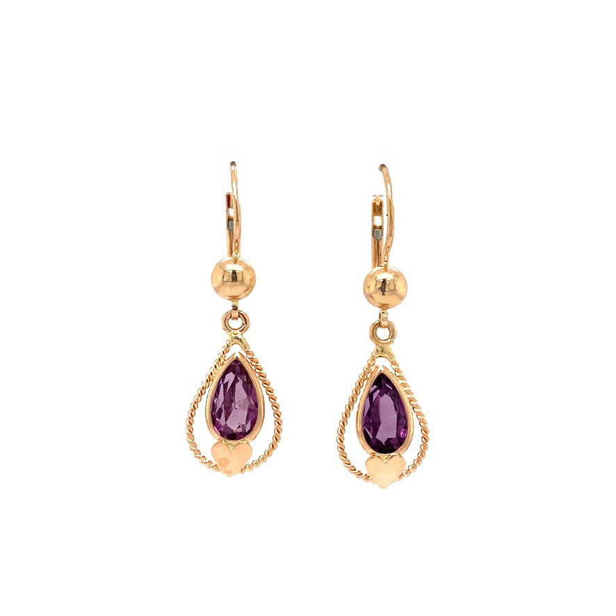 18 kt rose gold earrings with colored gemstone