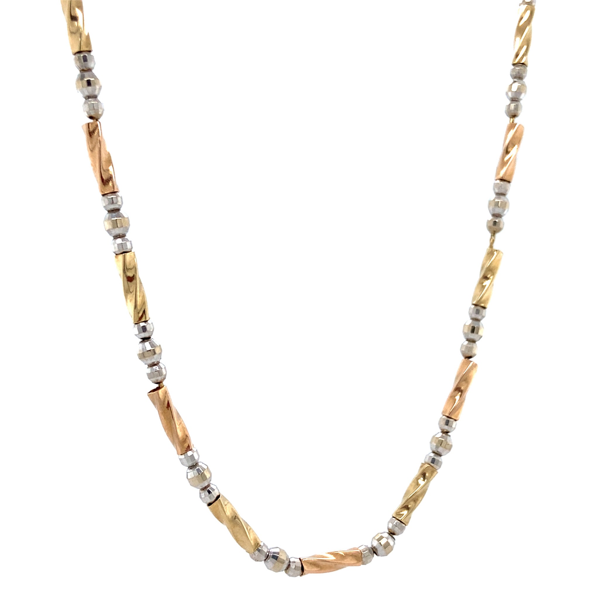 Bicolour gold fantasy necklace 14 kt