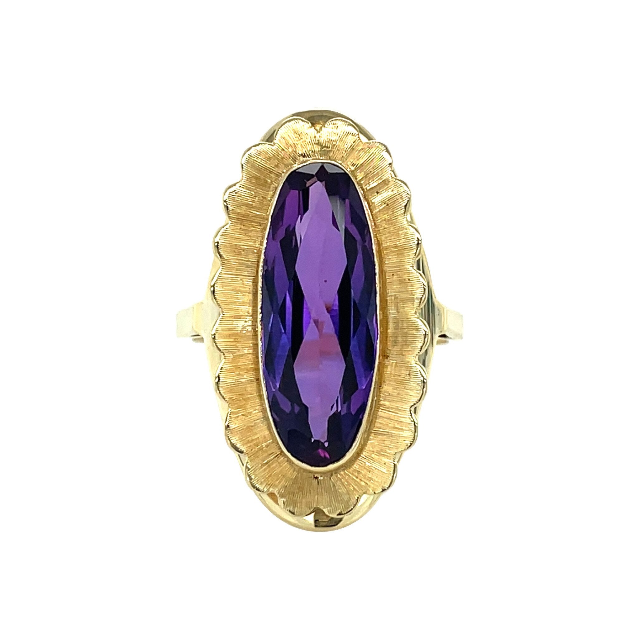 Gouden vintage ring met saffier 14 kt