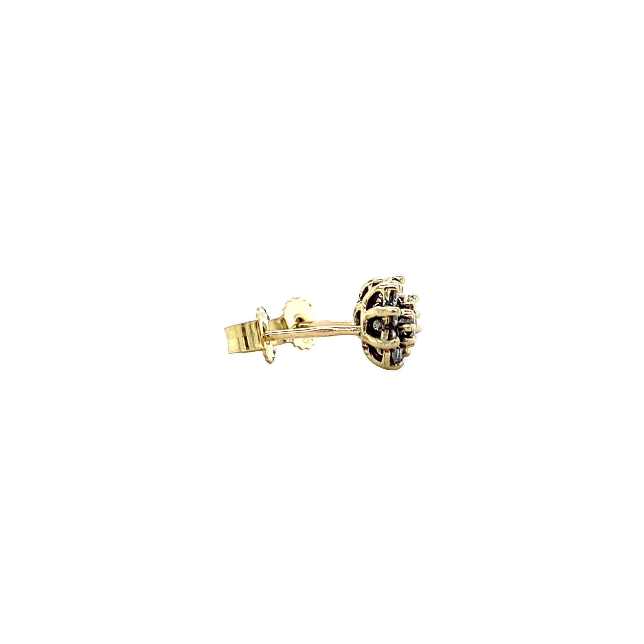 Gouden vintage entourage oorstekers met diamant 14 krt