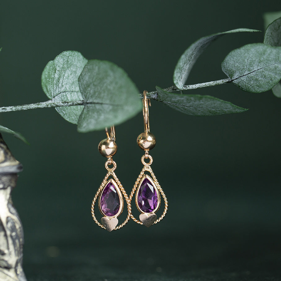 18 kt rose gold earrings with colored gemstone