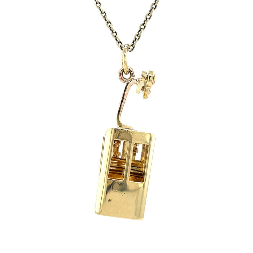 Gouden vintage skilift hanger 18 kt
