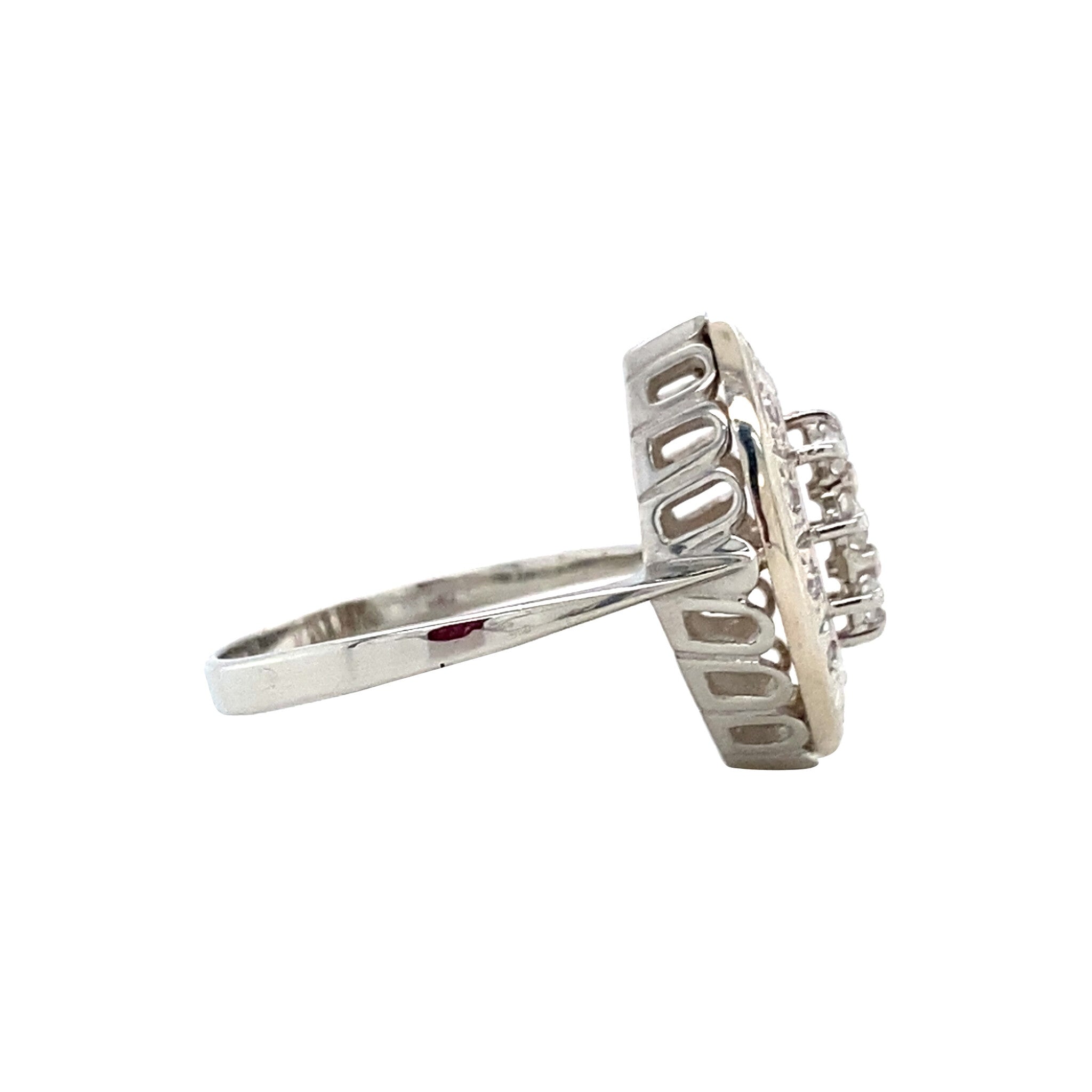 Witgouden vintage prinsessen ring met diamant 14 kt