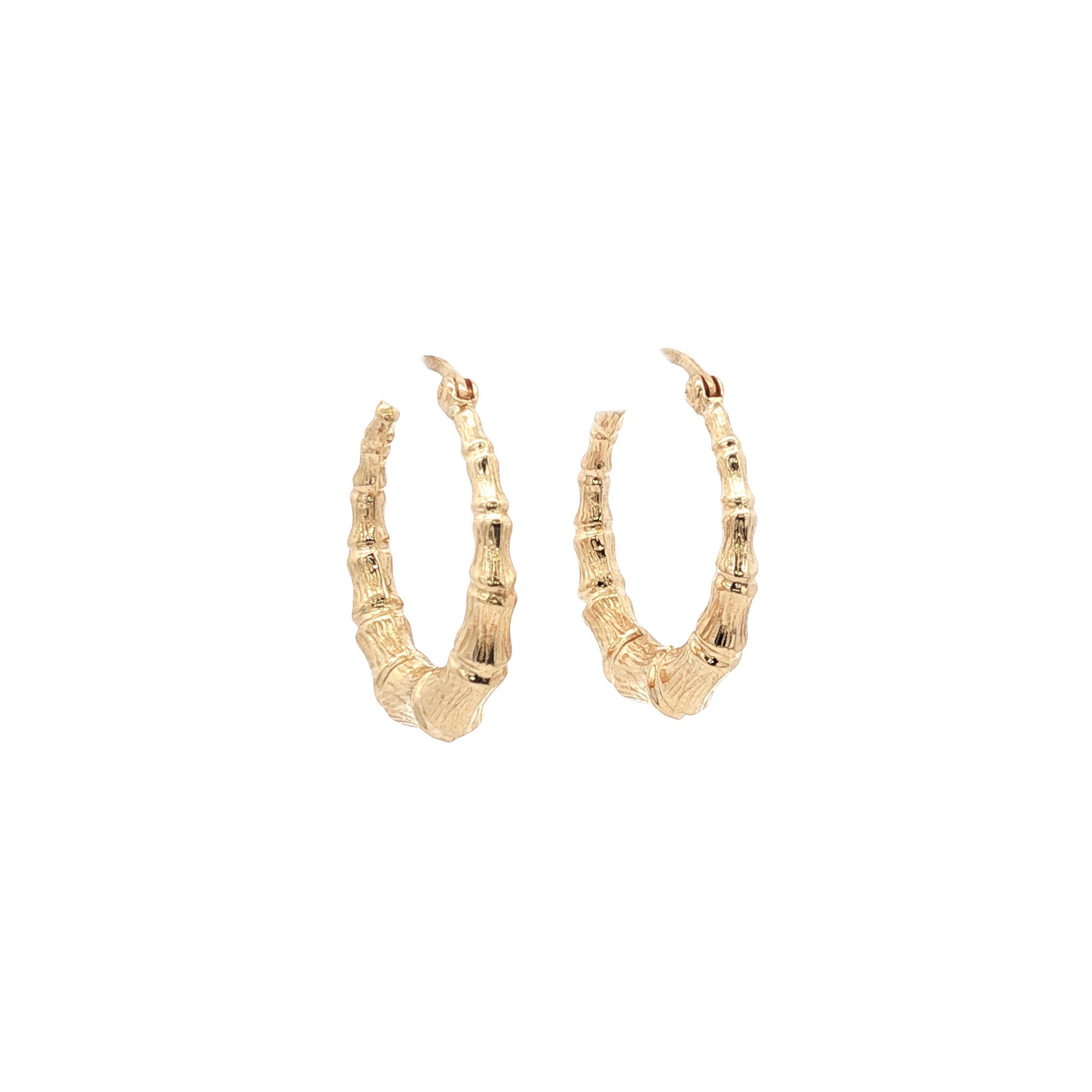 Gouden vintage bamboe oorringen 14 kt