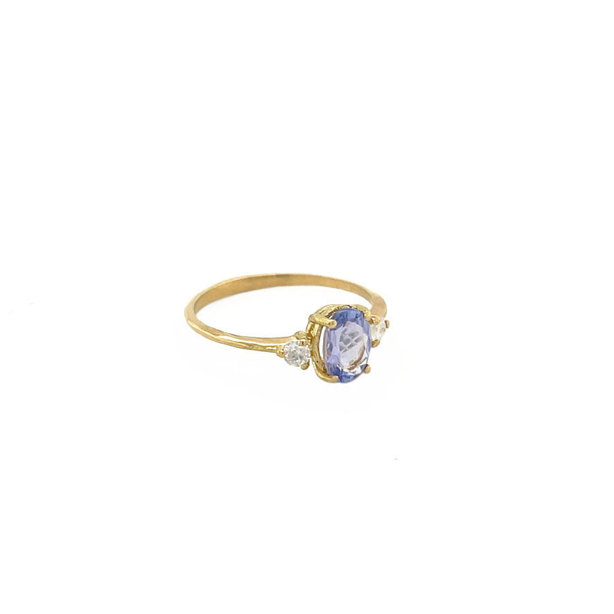 18 kt gold ring with spinel and diamond