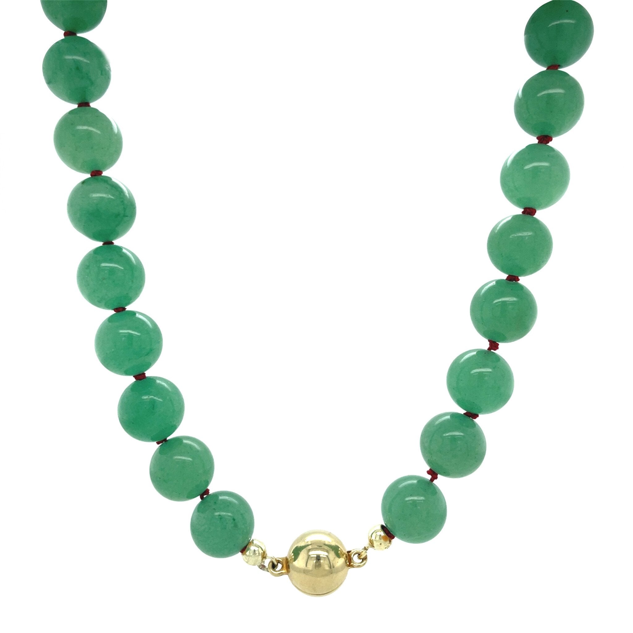 Vintage aventurine necklace with 14 kt gold clasp
