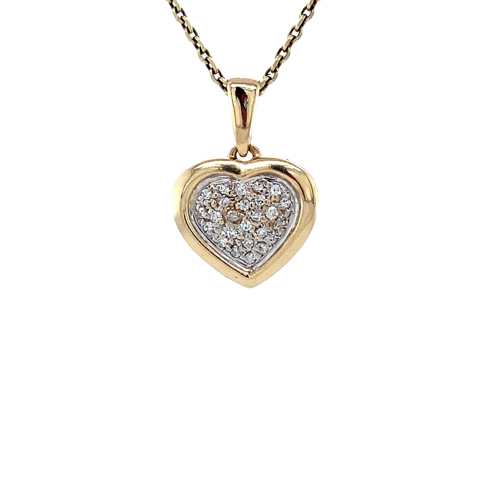 Gouden vintage hart hanger met diamant 14 krt