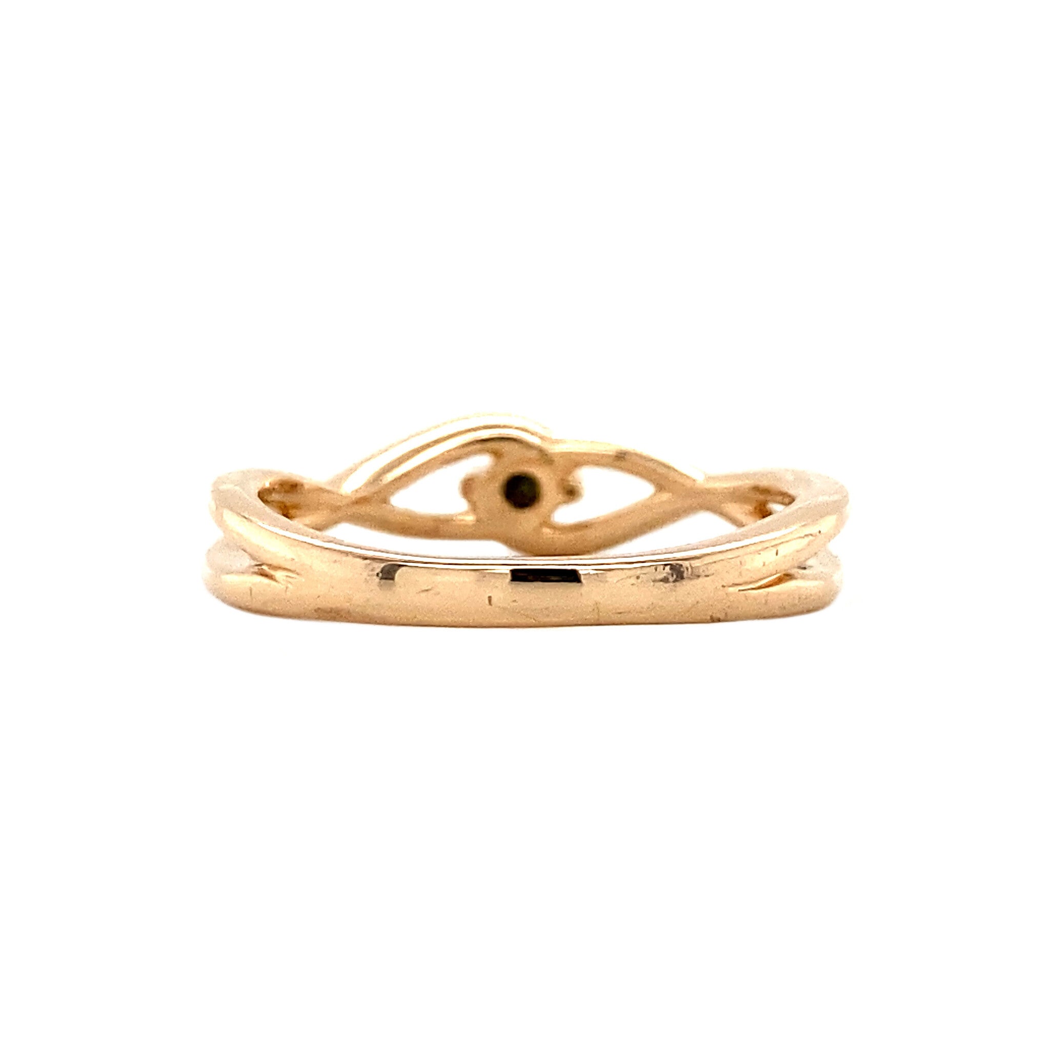 Rose-gold hammered ring with emerald, 14 kt