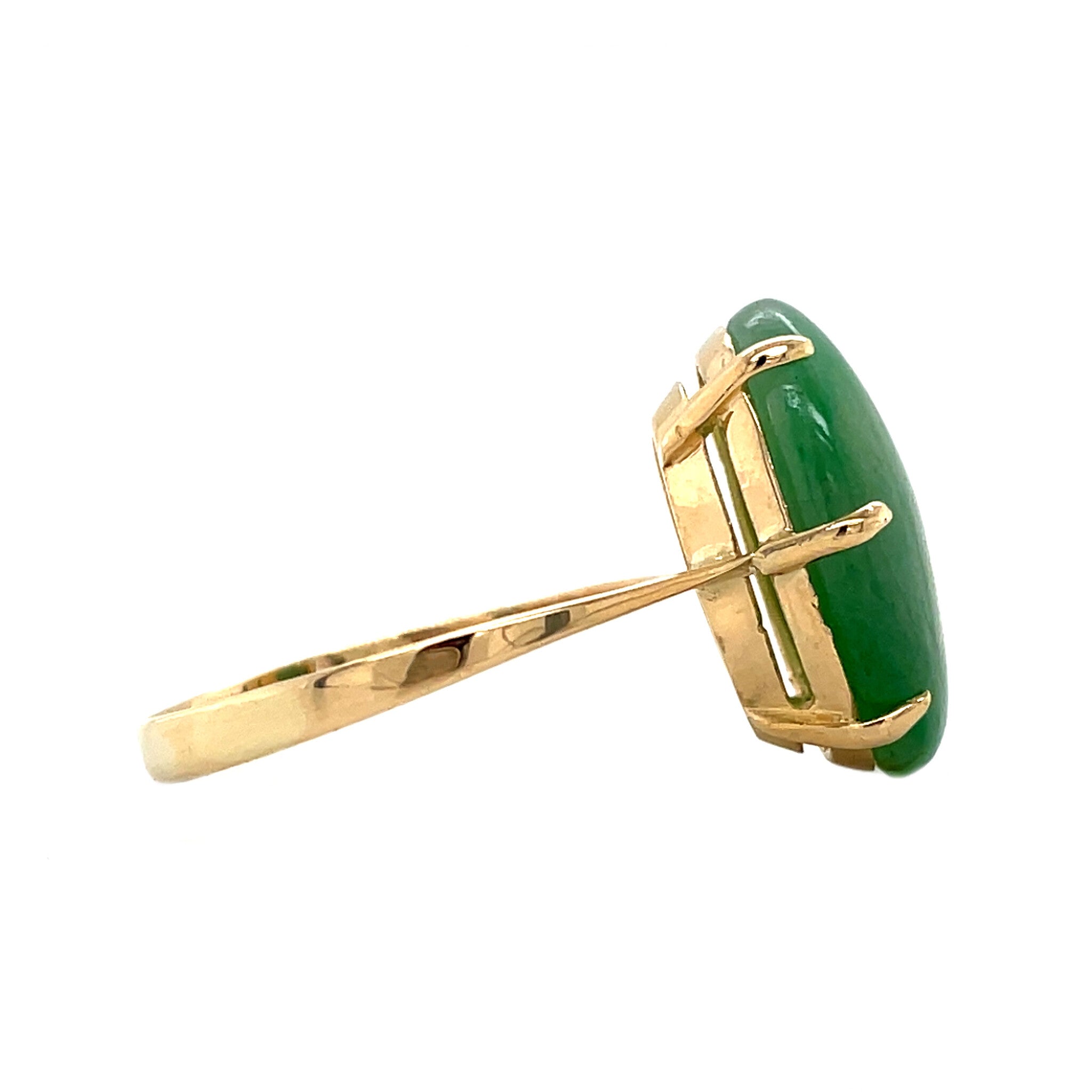 Gouden vintage ring met jade 18 krt