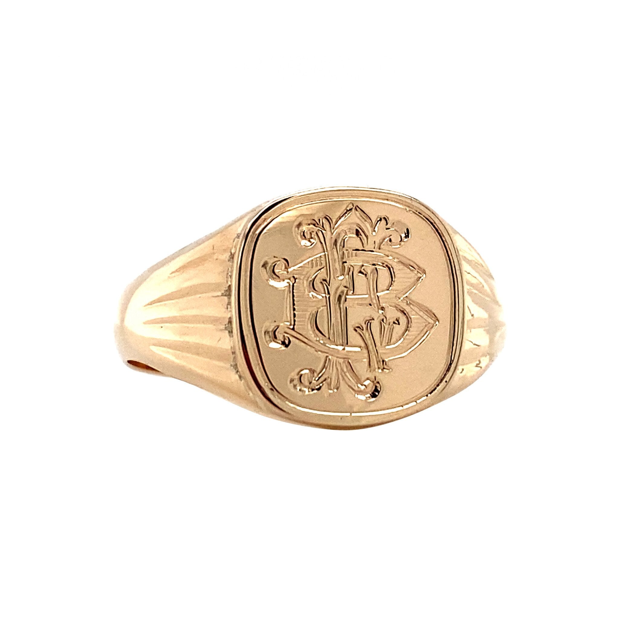 Gouden zegelring met gravure 14 krt