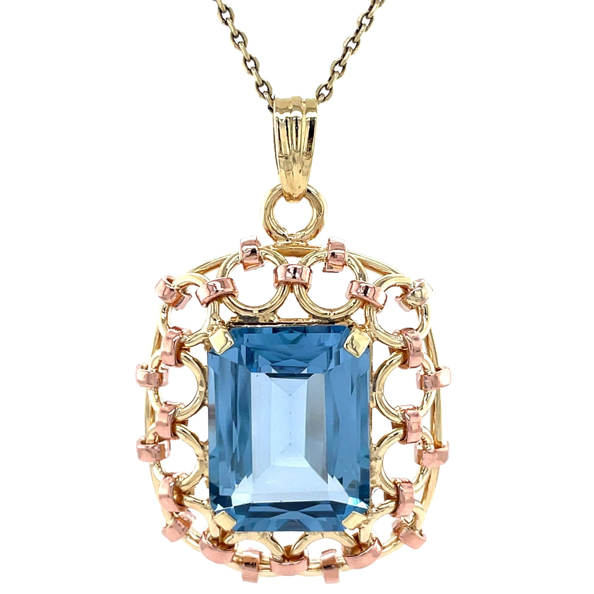 Gouden vintage hanger met spinel 14 krt