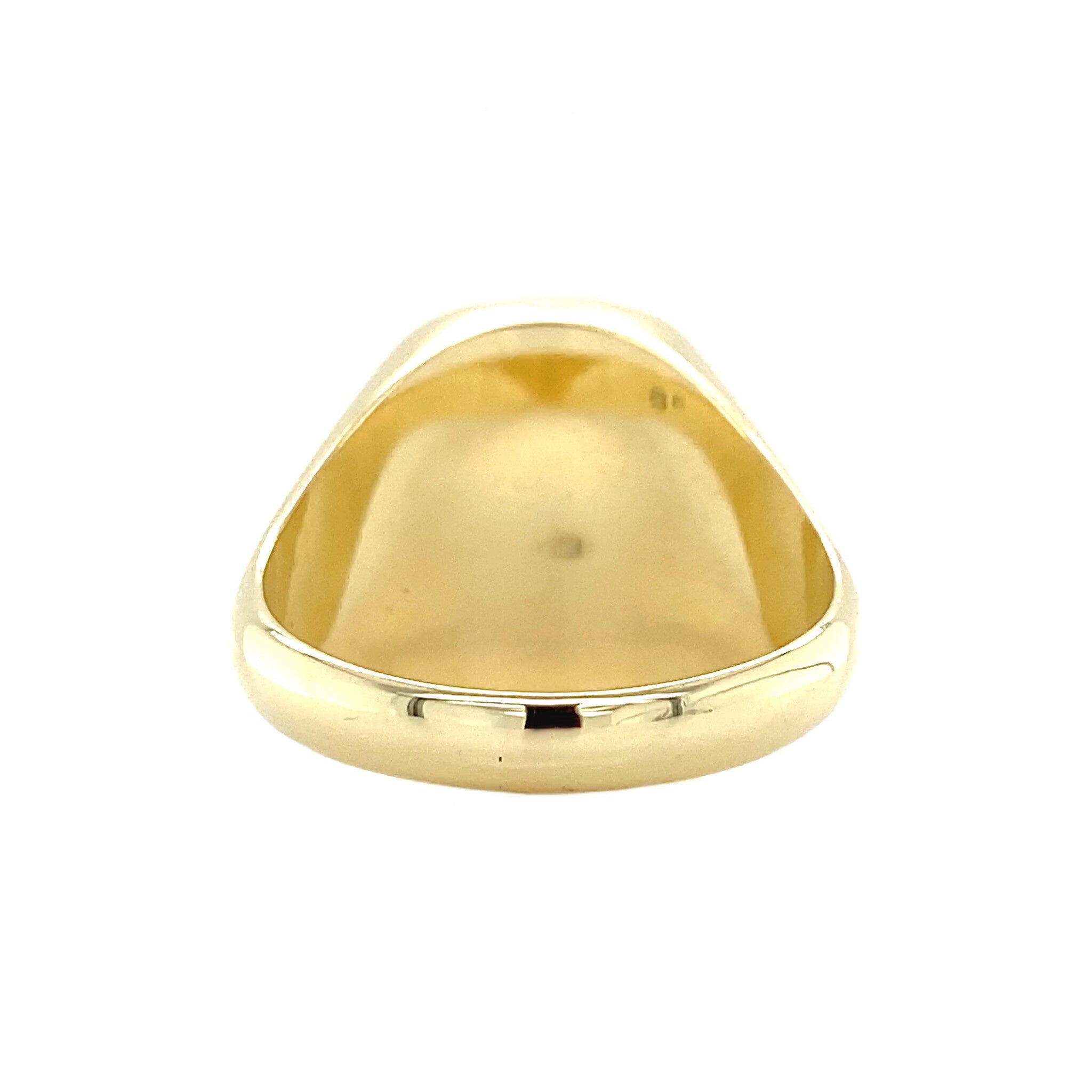14 kt gold signet ring with green stone inlay
