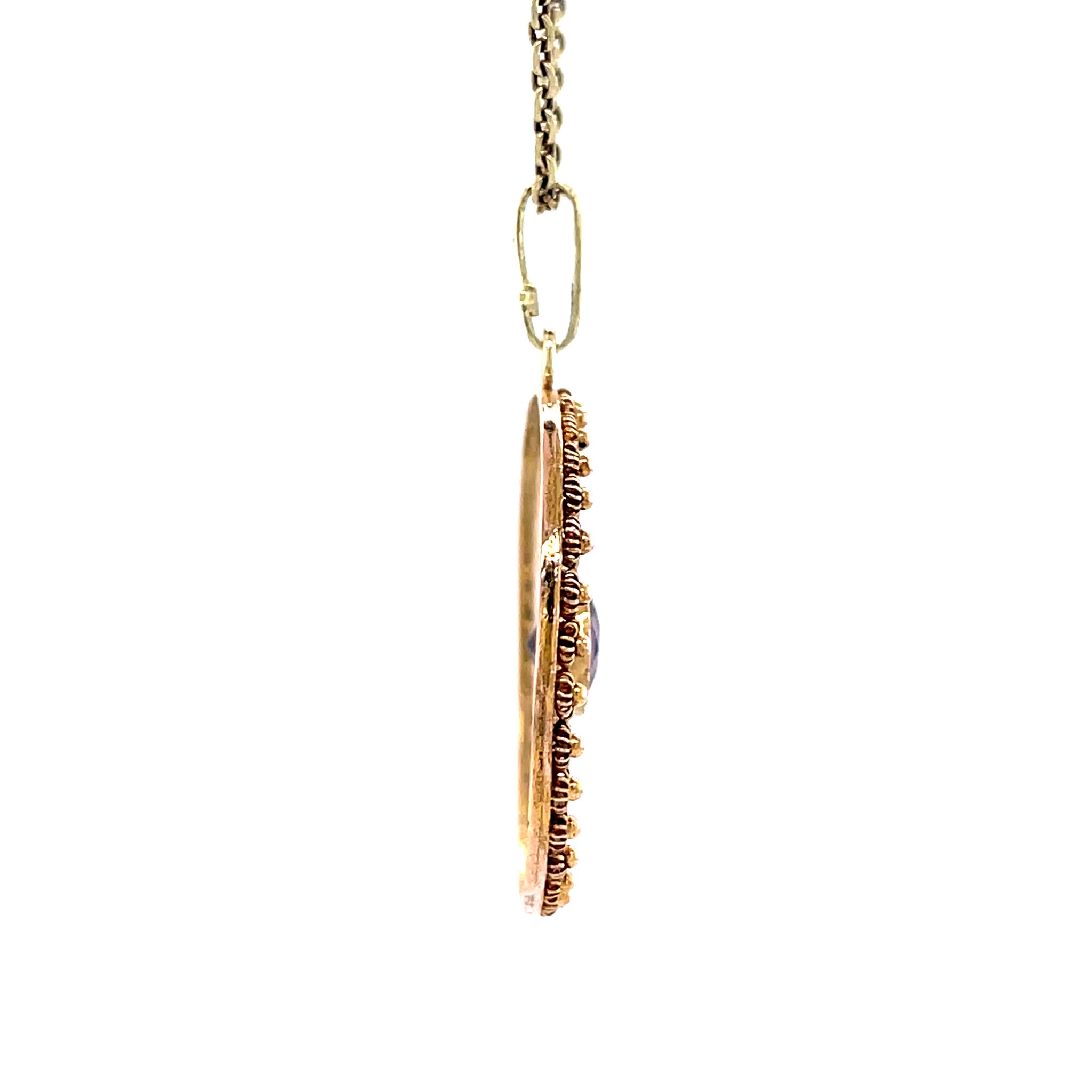 Gouden vintage hanger met kleursteen 14 krt