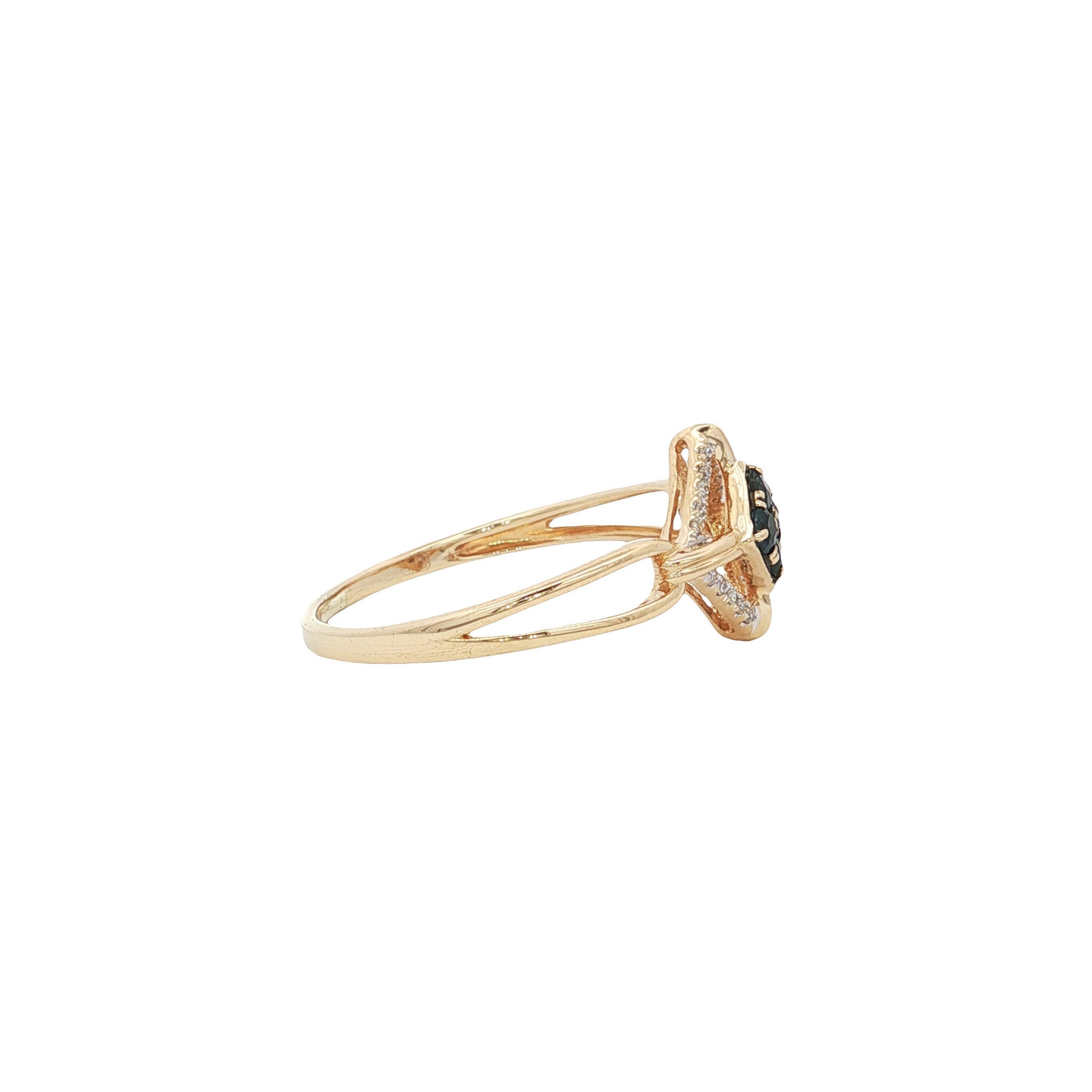 Gouden vintage ring met saffier en diamant 14 kt