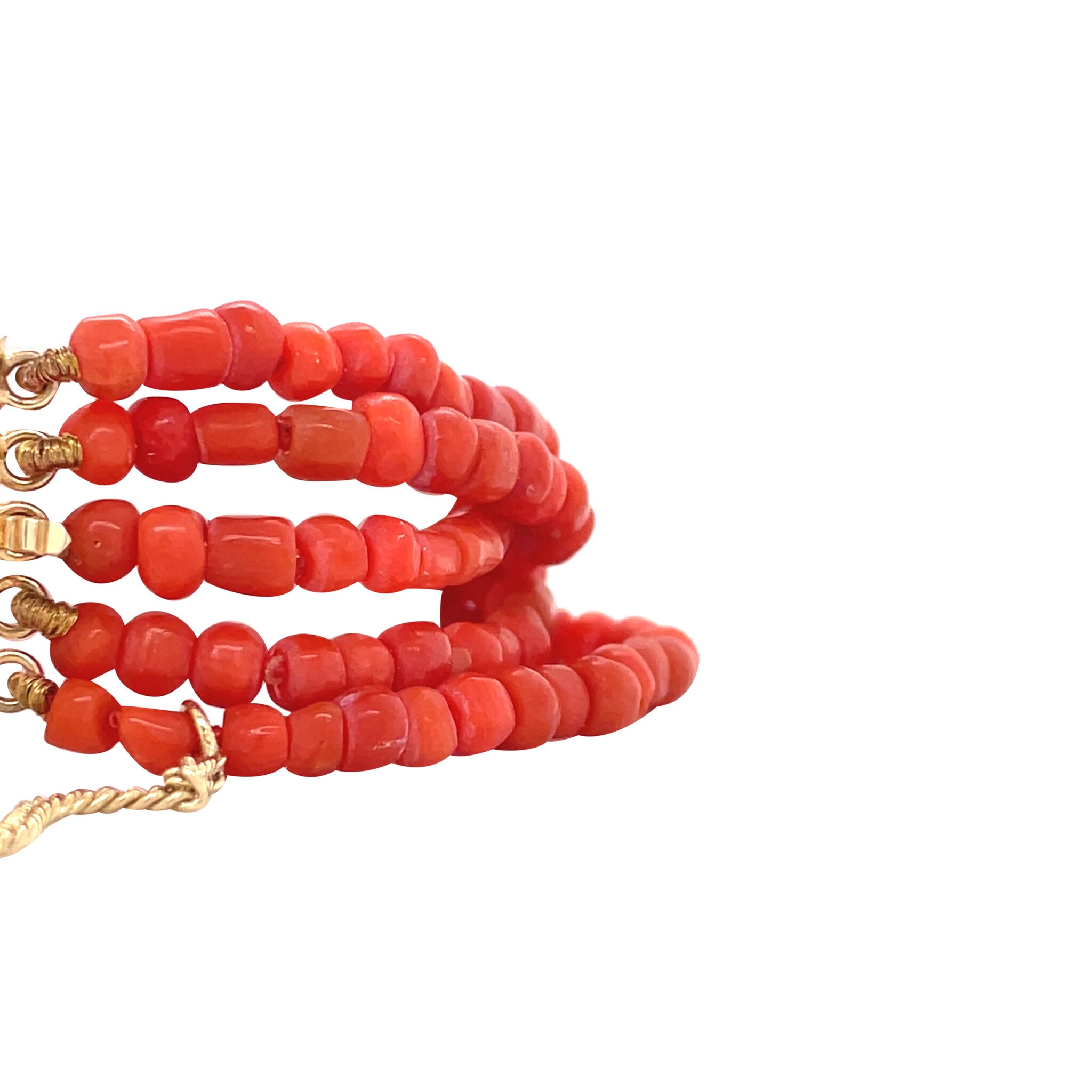 Vintage bloedkoraal armband met siersluiting 14 krt