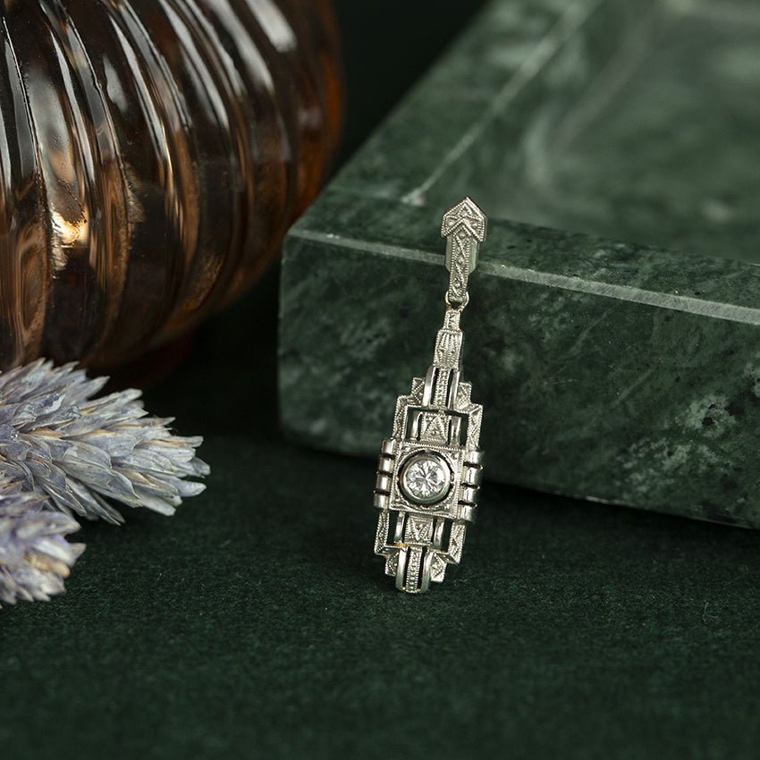 Bicolour gouden hanger met diamant 14 krt