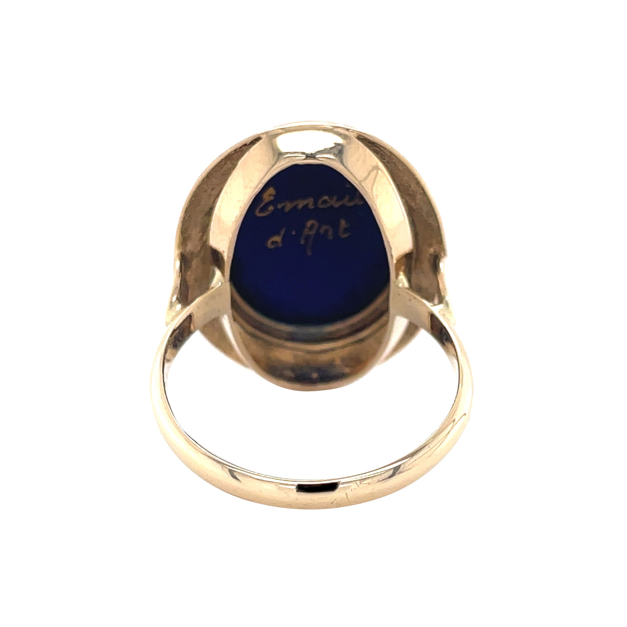 Vintage gold ring with Limoges enamel, 14 kt