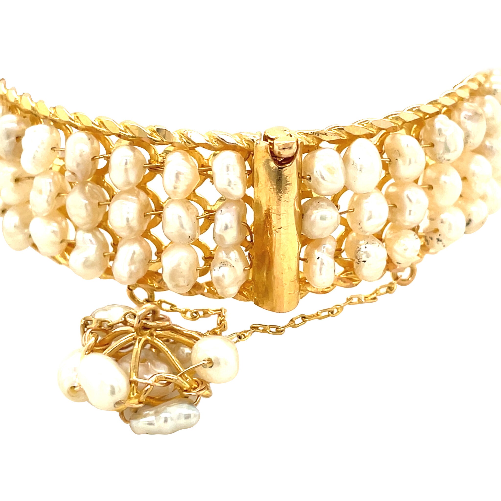 Gold vintage bangle with pearl 20 kt