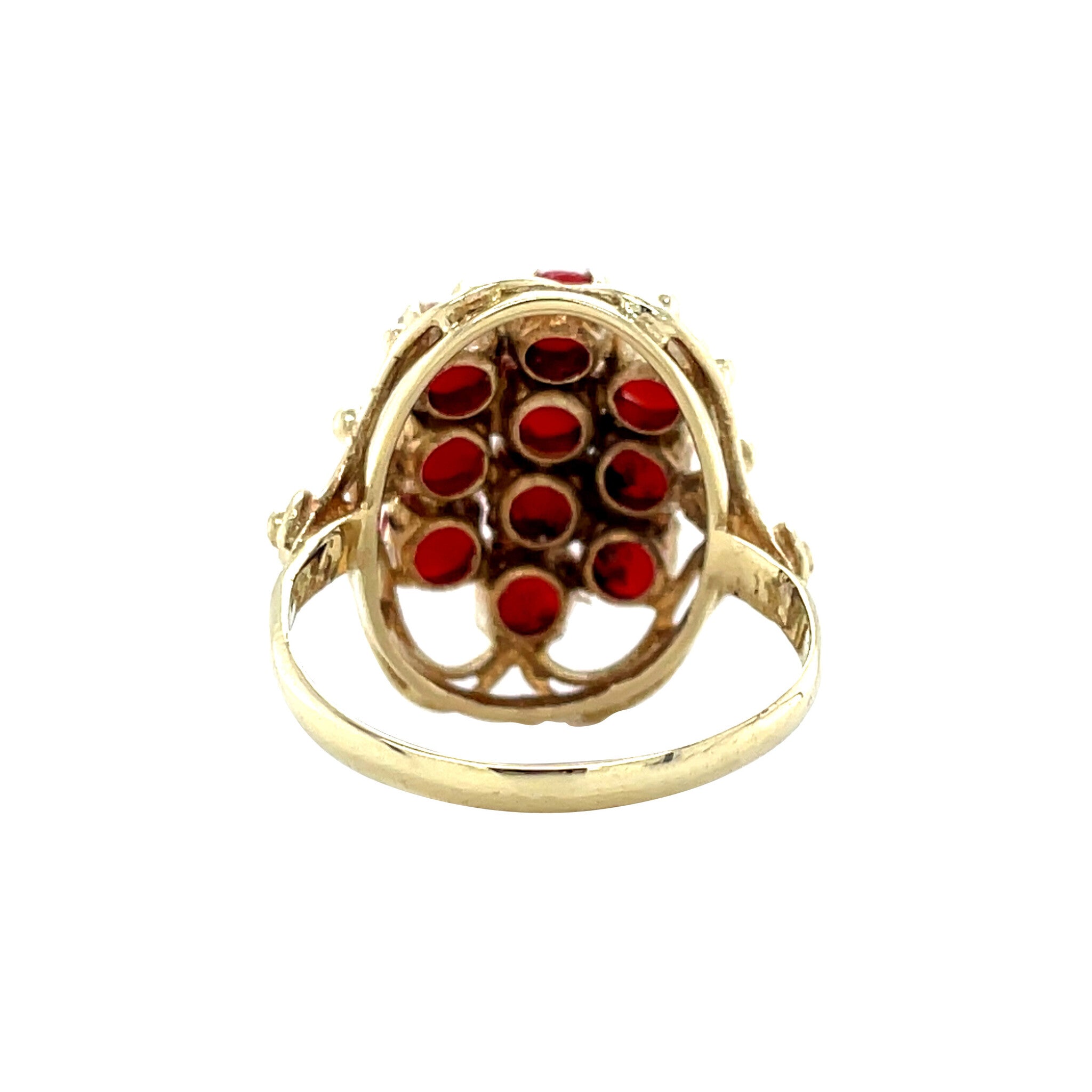 Gouden vintage ring met bloedkoraal 14 krt