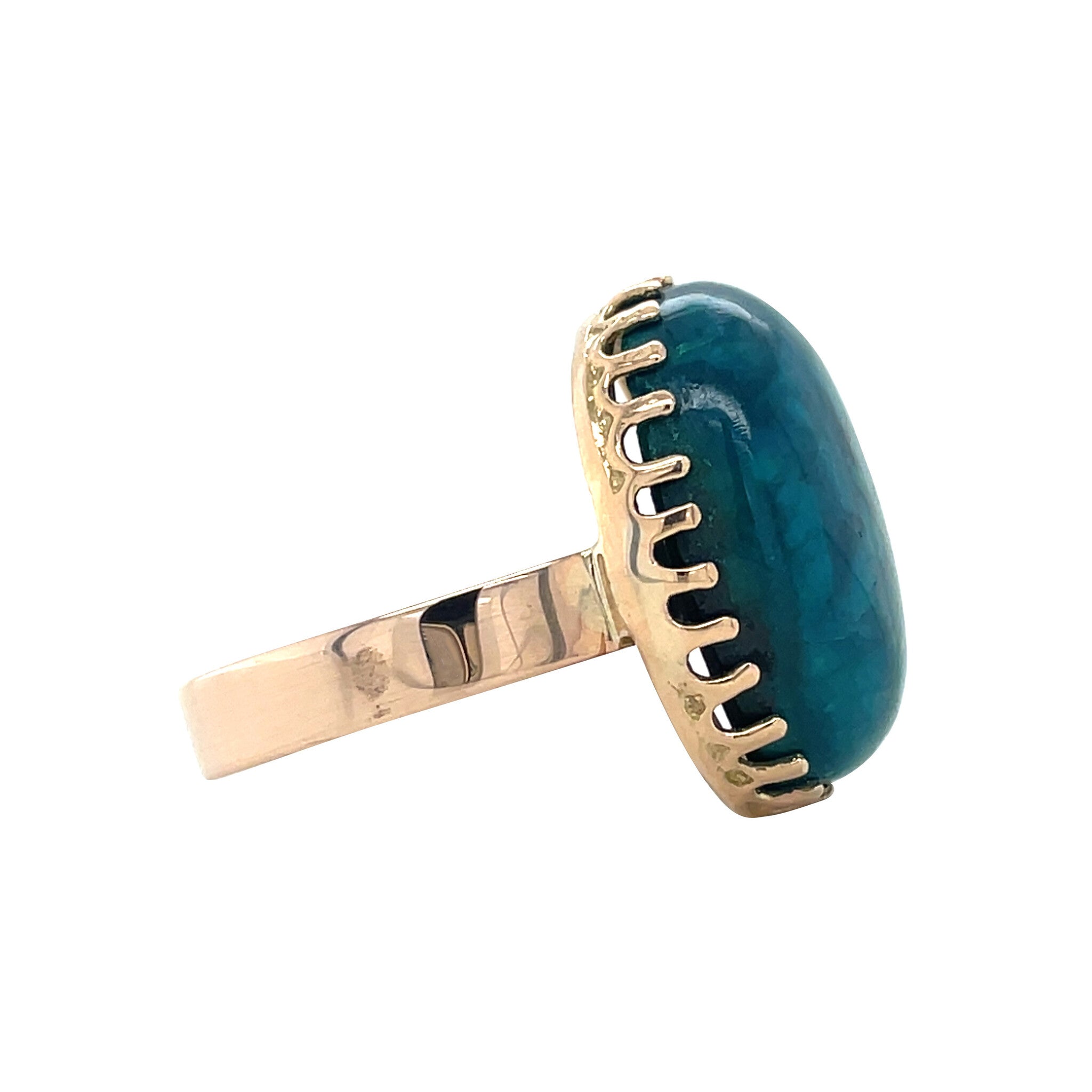 Roségouden vintage ring met chrysocolla 14 kt