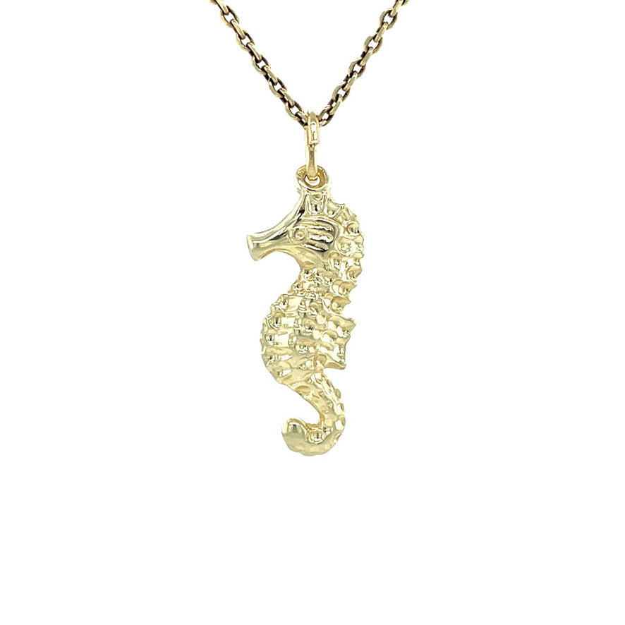 Gouden vintage zeepaard hanger 14 kt